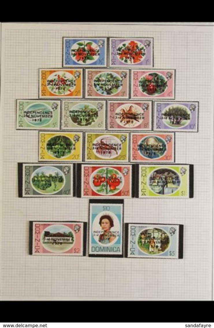 1976-1983 NEVER HINGED MINT COLLECTION On Leaves, All Different Complete Sets & Mini-sheets, Includes 1977 Royal Visit O - Dominica (...-1978)