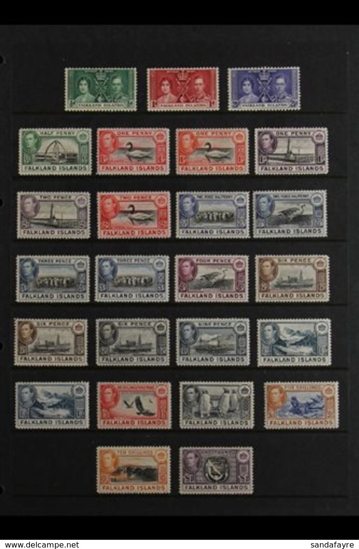 1937-52 COMPLETE KGVI MINT COLLECTION. A Delightful, Complete Mint Collection That Includes A Complete Run From The Coro - Islas Malvinas
