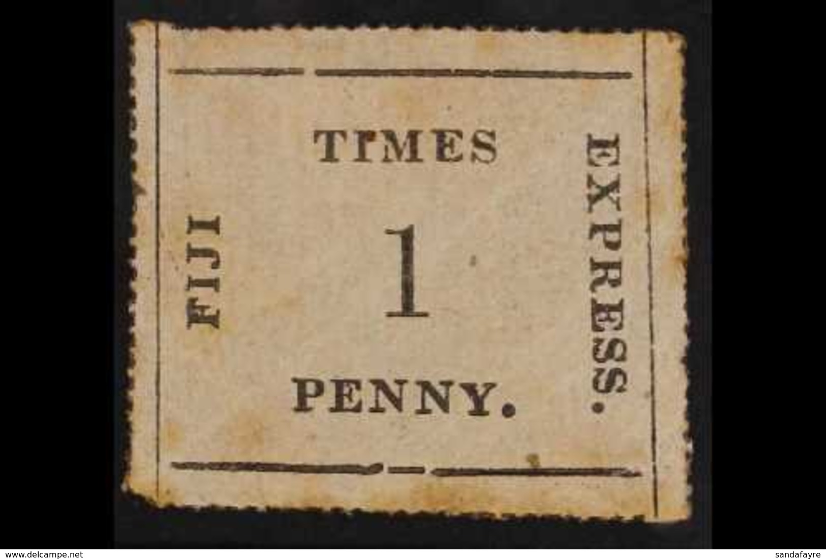 1870-71 1d Black / Rose Vertically Ribbed Paper Times Express Stamp, SG 5, Mint With Some Toning, Short Tear Clear Of Th - Fiji (...-1970)