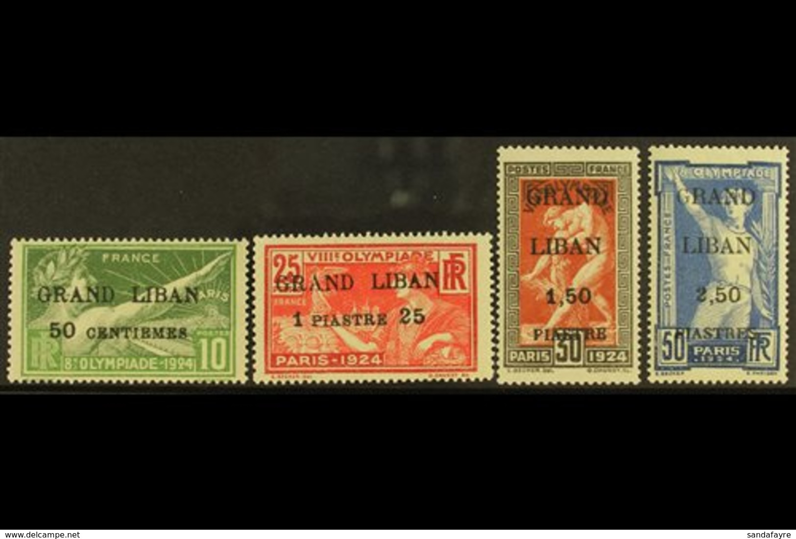 LEBANON 1924 "GRAND LIBAN" Surcharges On Olympic Games Complete Set (Yvert 18/21, SG 18/21), Never Hinged Mint, 2.50p On - Other & Unclassified