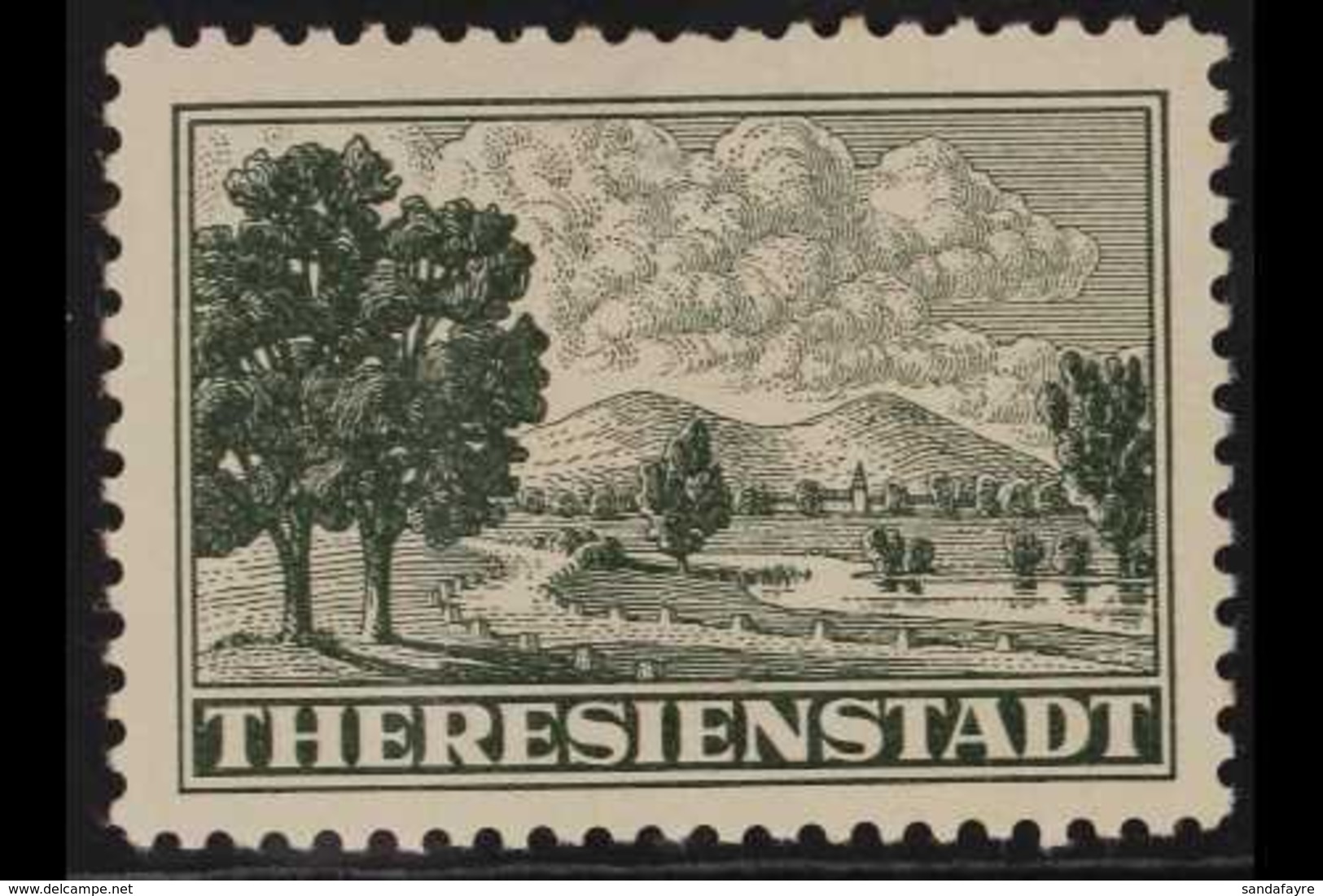 THERESIENSTADT 1943 (-) Blackish Grey-green Local Jewish Ghetto Stamp, Michel 1, Fine Mint, Very Fresh. For More Images, - Andere & Zonder Classificatie