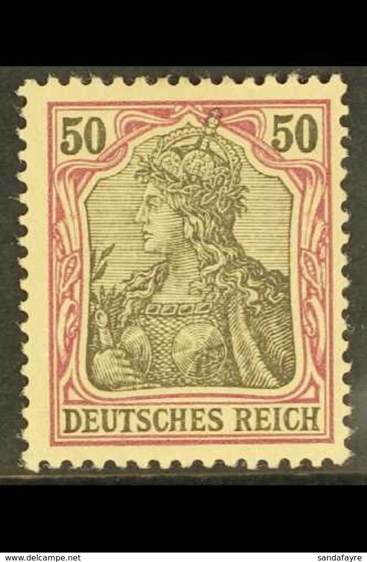 1902 50pf Black & Purple On Rose Germania (Michel 76, SG 75), Never Hinged Mint, Very Fresh, Expertized Hennies BPP. For - Otros & Sin Clasificación