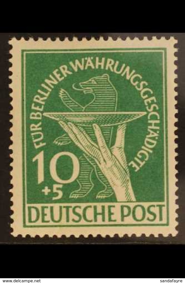 1949 10pf Green Berlin Relief Fund PLATE FLAW, Michel 68 II, Never Hinged Mint, Fresh & Scarce. For More Images, Please  - Otros & Sin Clasificación