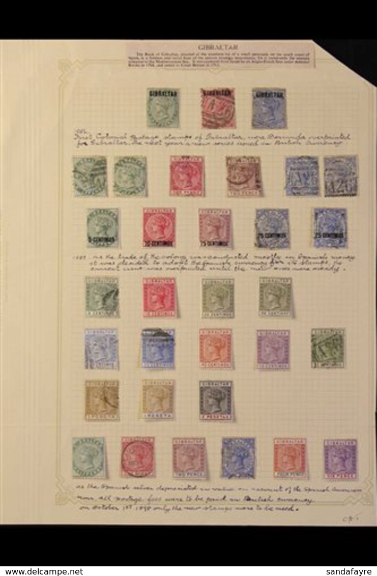 1886-1938 OLD COLLECTION On Leaves, Mint & Used, Includes 1886 ½d Opt Mint, 1886-87 To 2d Used, 1889-96 To 2p Mint Incl  - Gibraltar