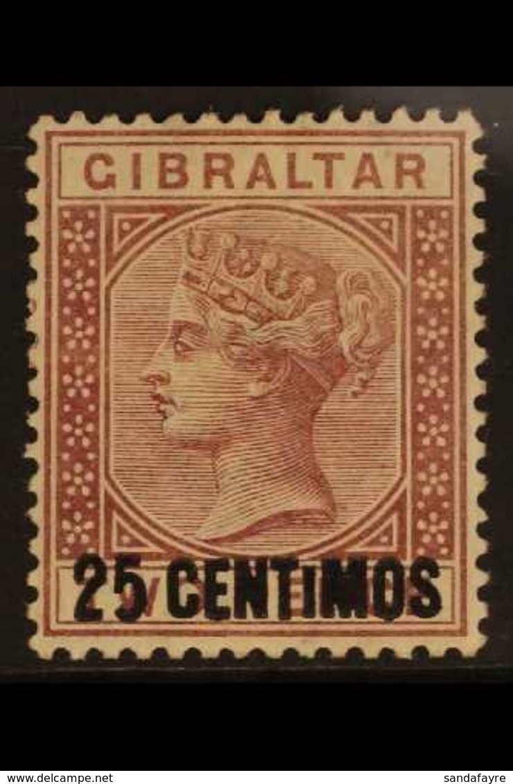 1889 25c On 2d Brown - Purple "SMALL I" Variety, SG 17ab, Very Fine Mint For More Images, Please Visit Http://www.sandaf - Gibraltar