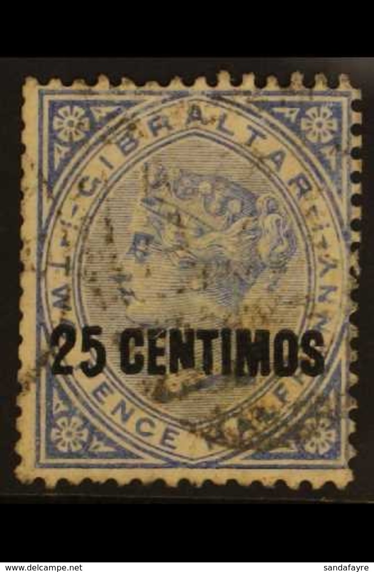 1889 VARIETY. 25c On 2½d Bright Blue "BROKEN N" Variety, SG 18b, Fine Used For More Images, Please Visit Http://www.sand - Gibilterra