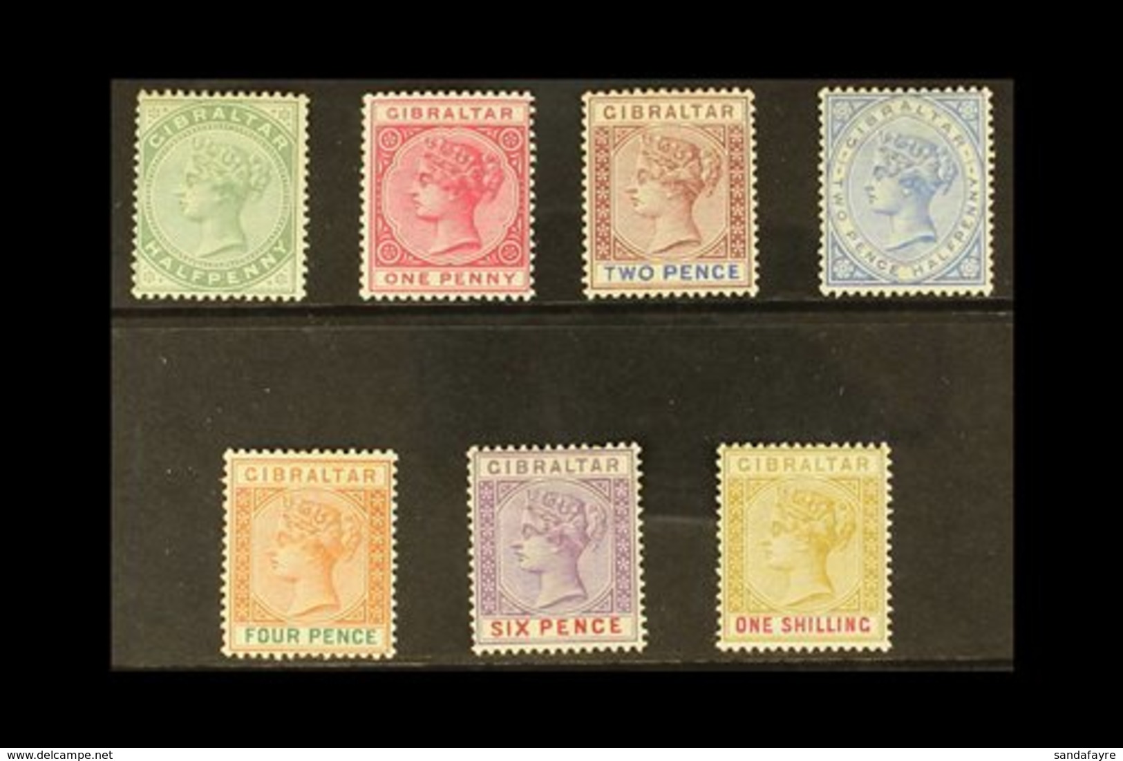 1898 Complete Reissue Set, SG 39/45, Mainly Fine Mint. (7 Stamps) For More Images, Please Visit Http://www.sandafayre.co - Gibraltar