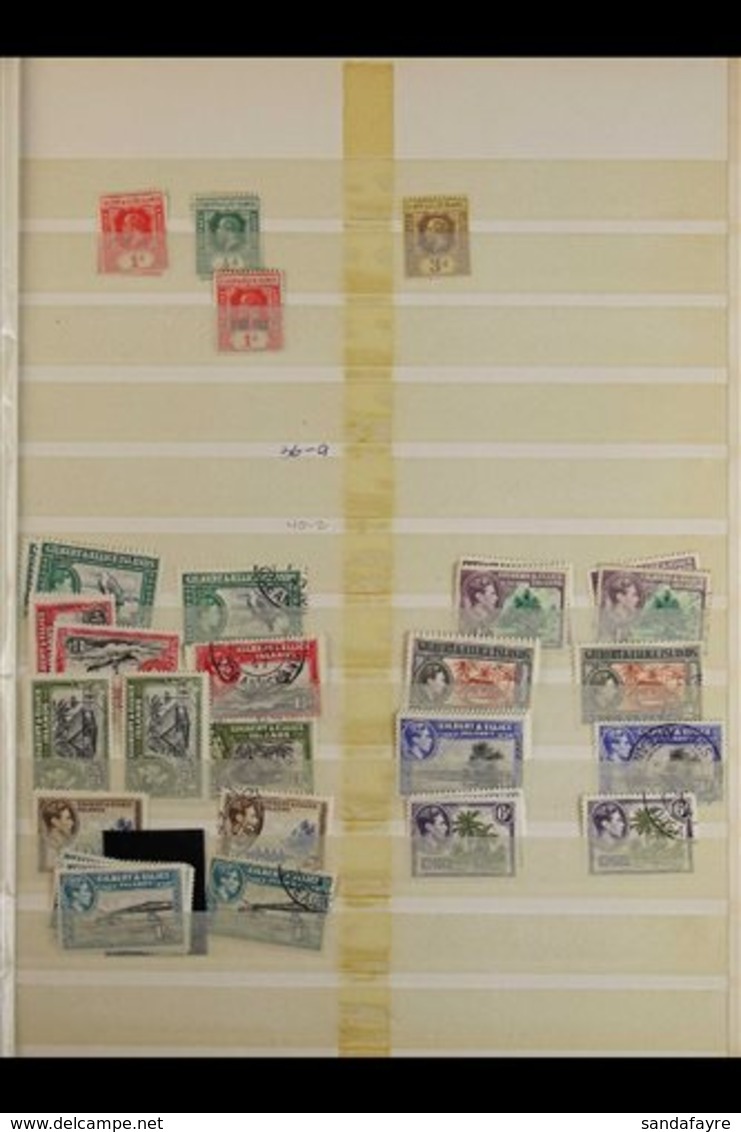 1912-1975 MINT AND USED ASSEMBLY On Old Stock Book Pages, Includes A Few KGV Mint Issues, KGVI 1939-55 Defins To 1s X7 M - Islas Gilbert Y Ellice (...-1979)