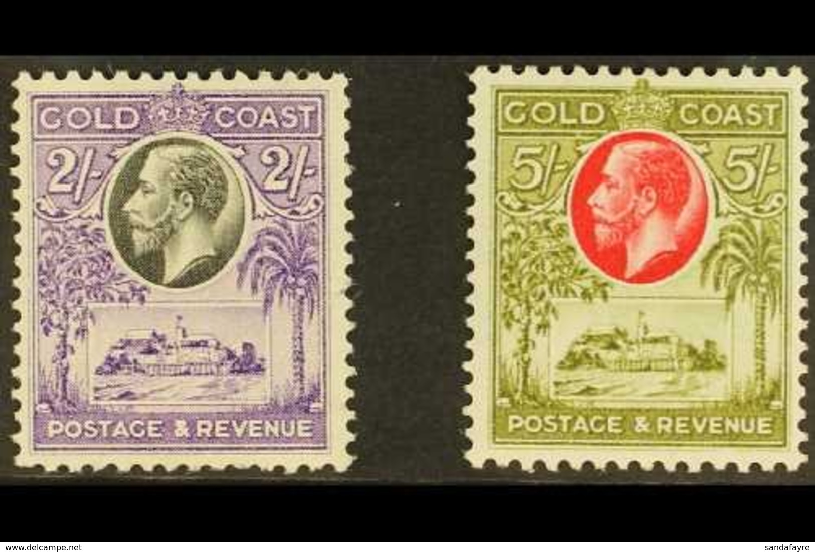 1928 Christiansborg Castle 2s & 5s, SG 111/12, Fine Mint (2 Stamps) For More Images, Please Visit Http://www.sandafayre. - Costa D'Oro (...-1957)