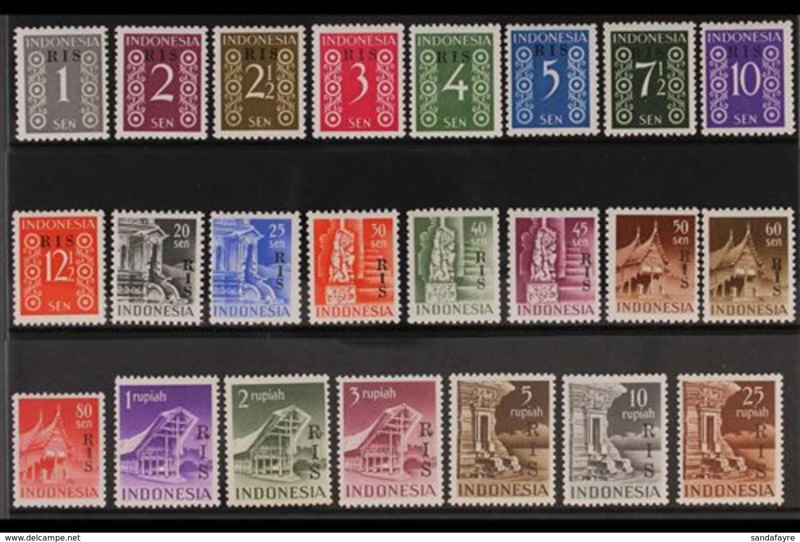 1950 Netherland Indies "R I S" Overprinted Complete Set, SG 579/601, Scott 335/58, Never Hinged Mint (23 Stamps) For Mor - Indonesia