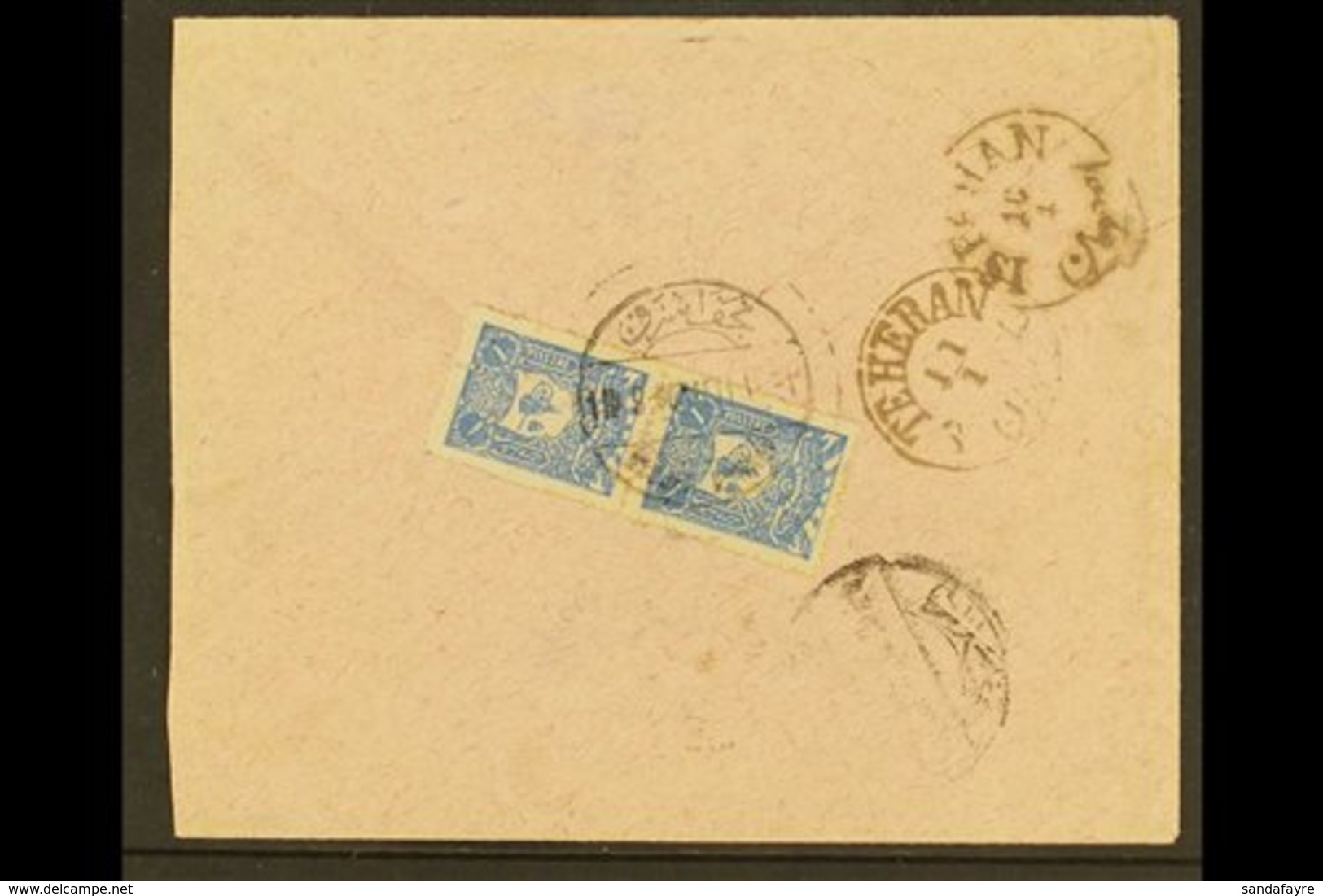 TURKEY USED IN 1906 Cover Addressed In Arabic To Persia, Bearing Turkey 1905 1pi Pair Tied By Bilingual "NEDJEF ECHREF"  - Irak