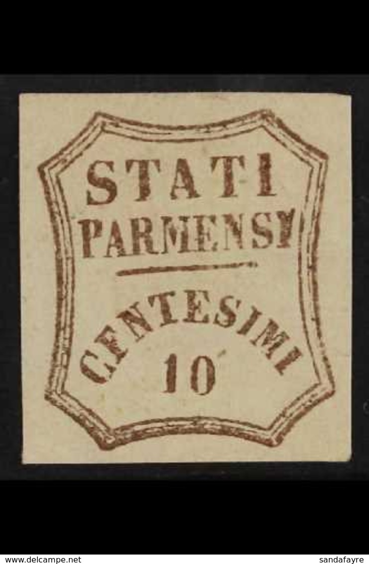 PARMA - PROVISIONAL GOVERNMENT 1859 10c Brown, Variety "CFNTESMI" For "CENTESIMI," Sassone 14e (SG 29),mint No Gum, Good - Sin Clasificación