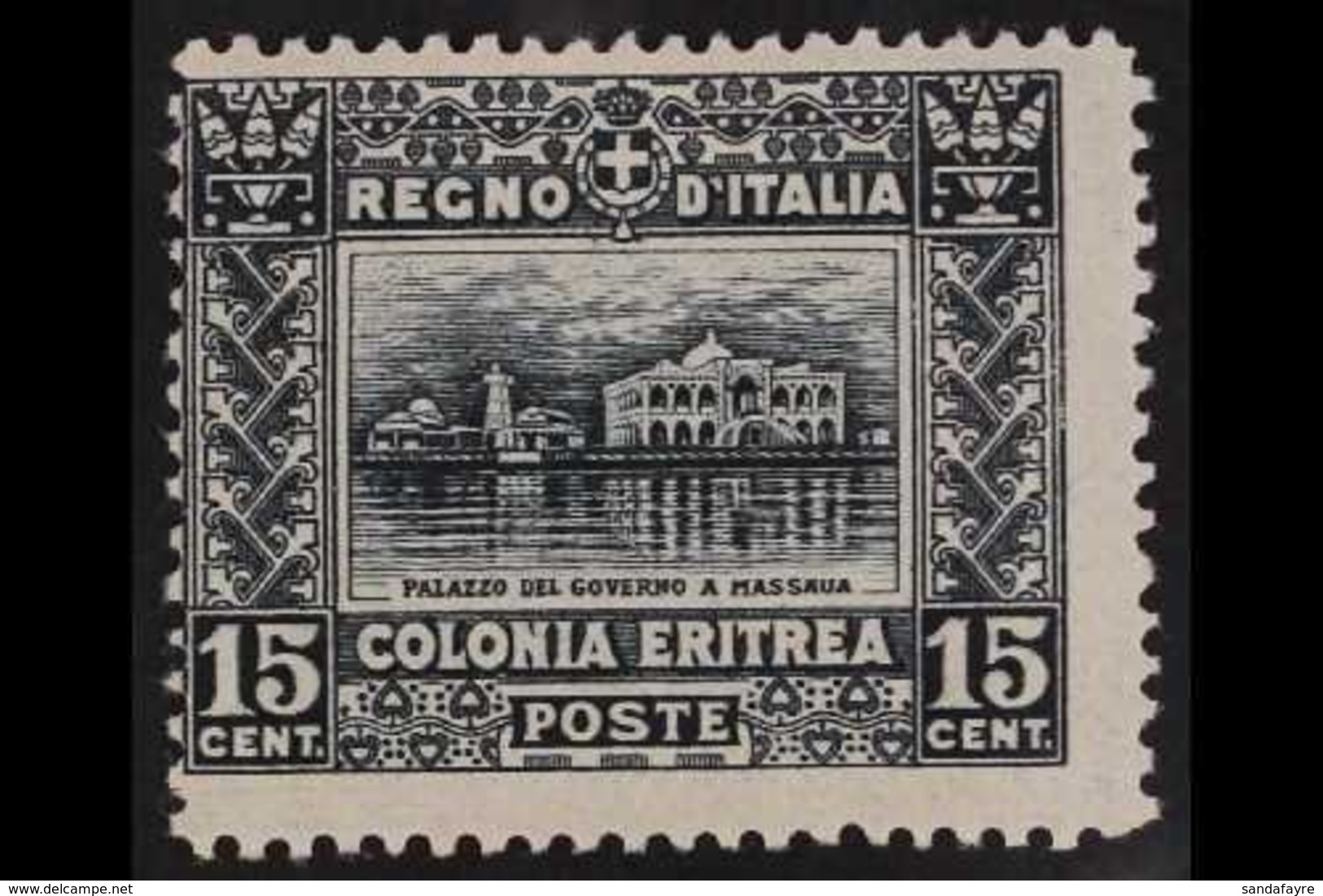 ERITREA 1910 15c Slate Government Palace, Perf 13½ (Sass 36, SG 36), Lightly Hinged Mint, Centred Left. For More Images, - Otros & Sin Clasificación