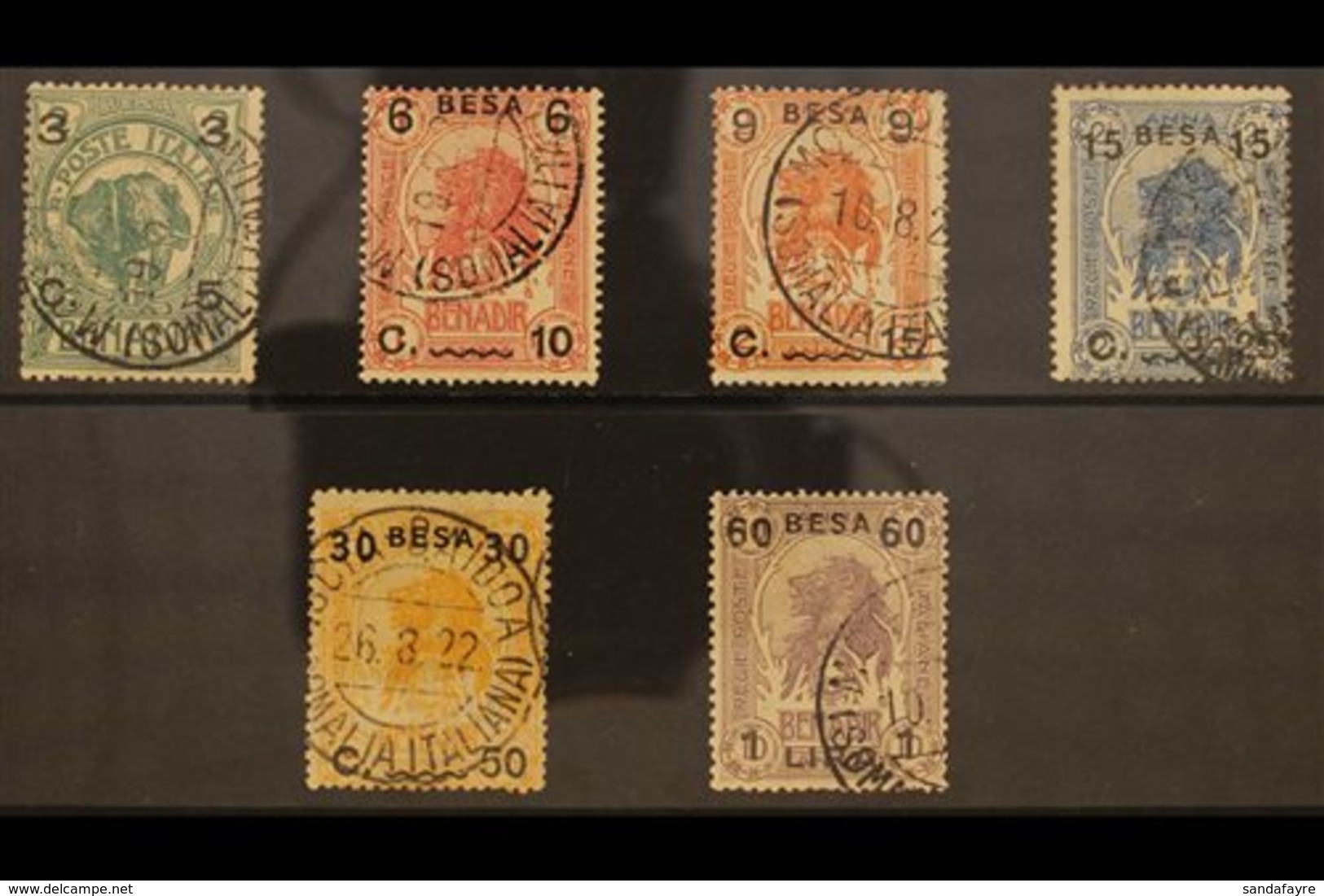 SOMALIA 1922 Surcharges Complete Set (Sass S. 7, SG 23/28), Fine Used. (6 Stamps) For More Images, Please Visit Http://w - Other & Unclassified