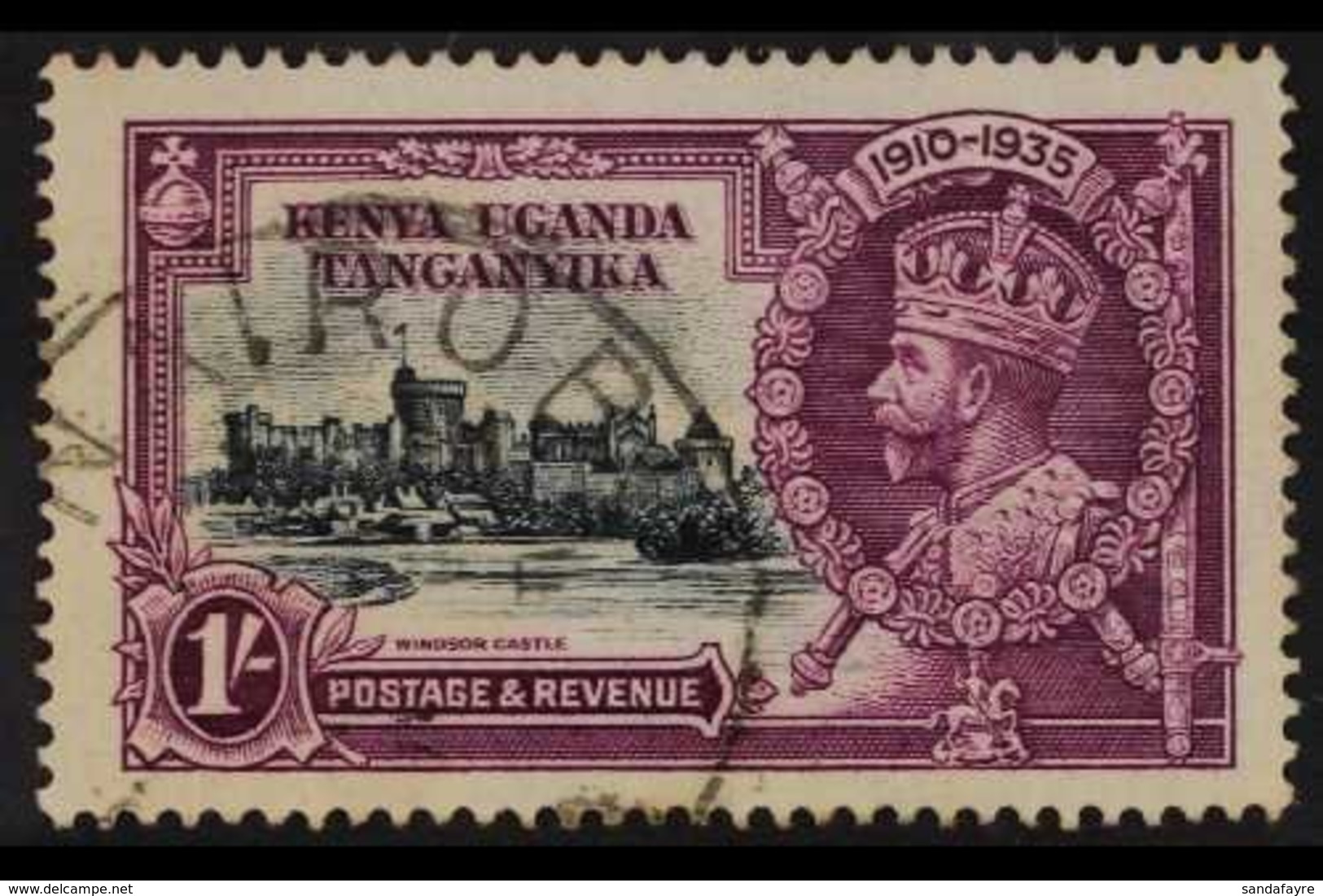1935 SILVER JUBILEE VARIETY 1s Slate & Purple "LINE THROUGH '0' OF 1910" Variety, SG 127L, Fine Cds Used For More Images - Vide