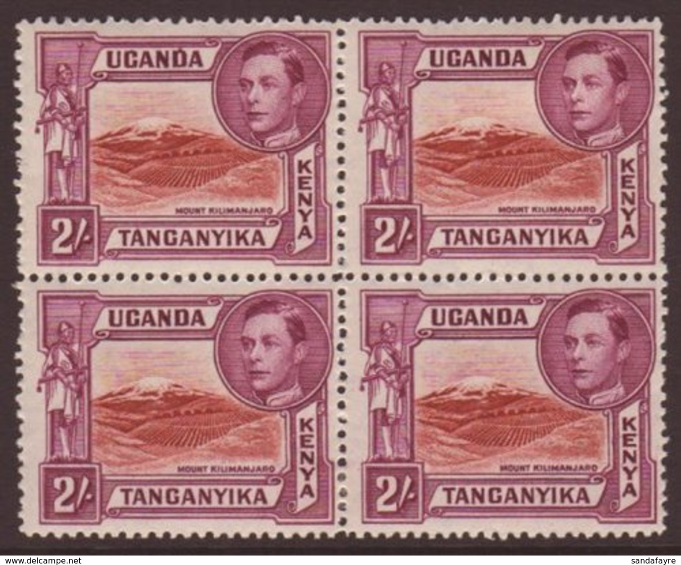 1941 2s Lake Brown And Brown Purple, Perf 14 SG 146a, Fine Mint Block Of Four.  For More Images, Please Visit Http://www - Vide