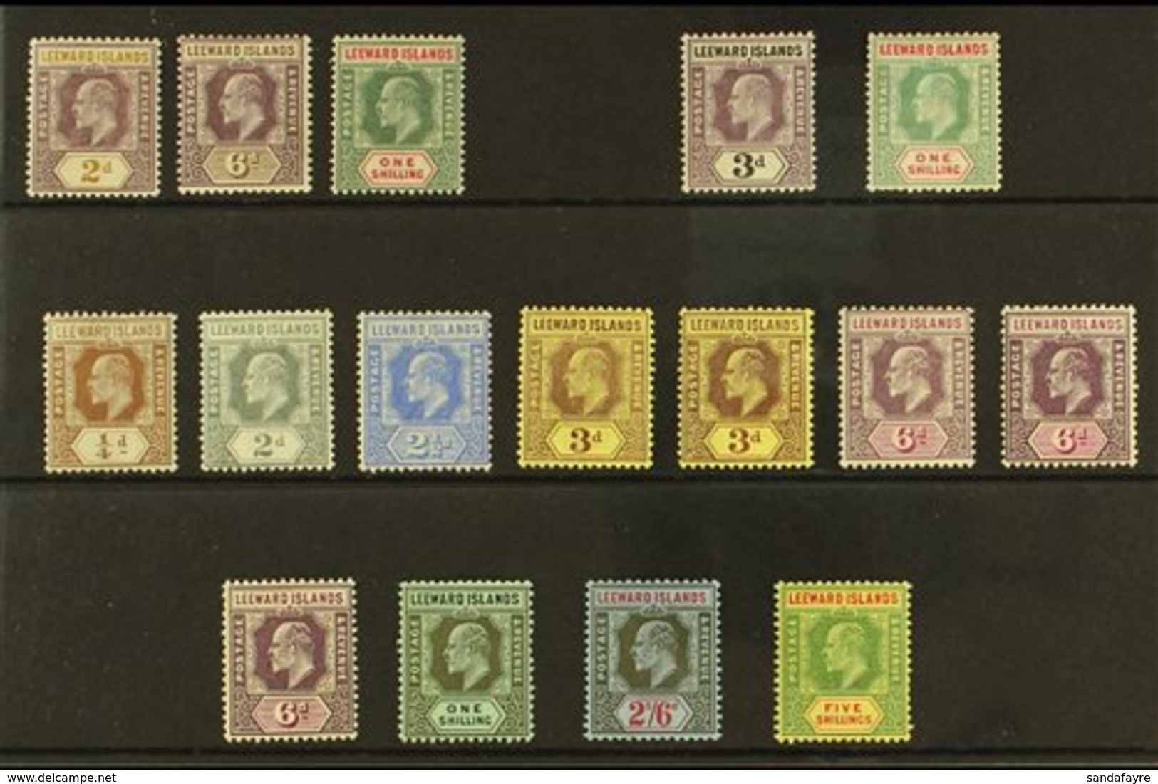 1902-11 FINE MINT GROUP With 1902 2d, 6d, And 1s, 1905-08 3d And 1s, Plus 1907-11 Range With Most Values To 2s6d And 5s, - Leeward  Islands