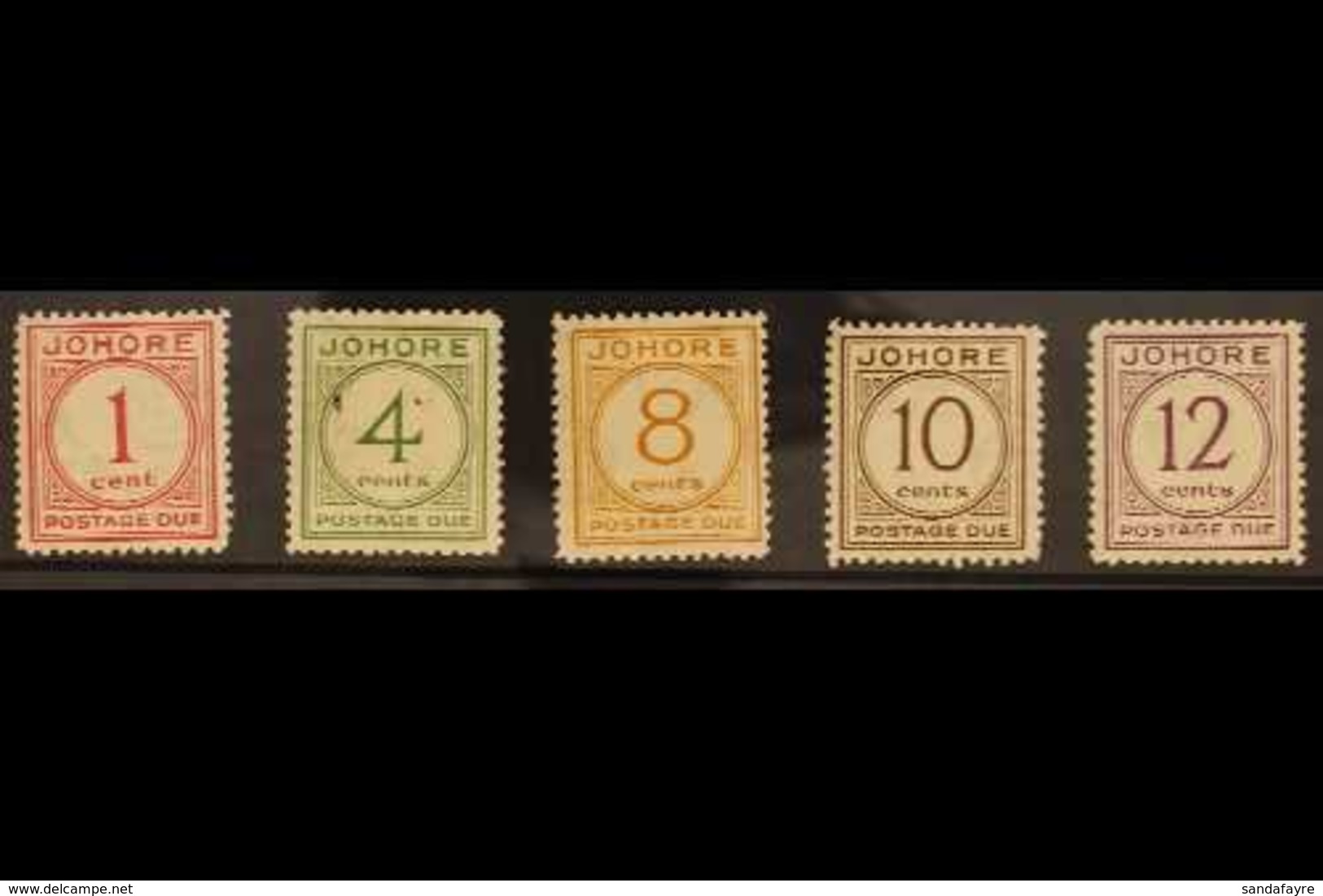 JOHORE POSTAGE DUE 1938 Complete Set, SG D1/5, Very Fine Mint. (5 Stamps) For More Images, Please Visit Http://www.sanda - Otros & Sin Clasificación