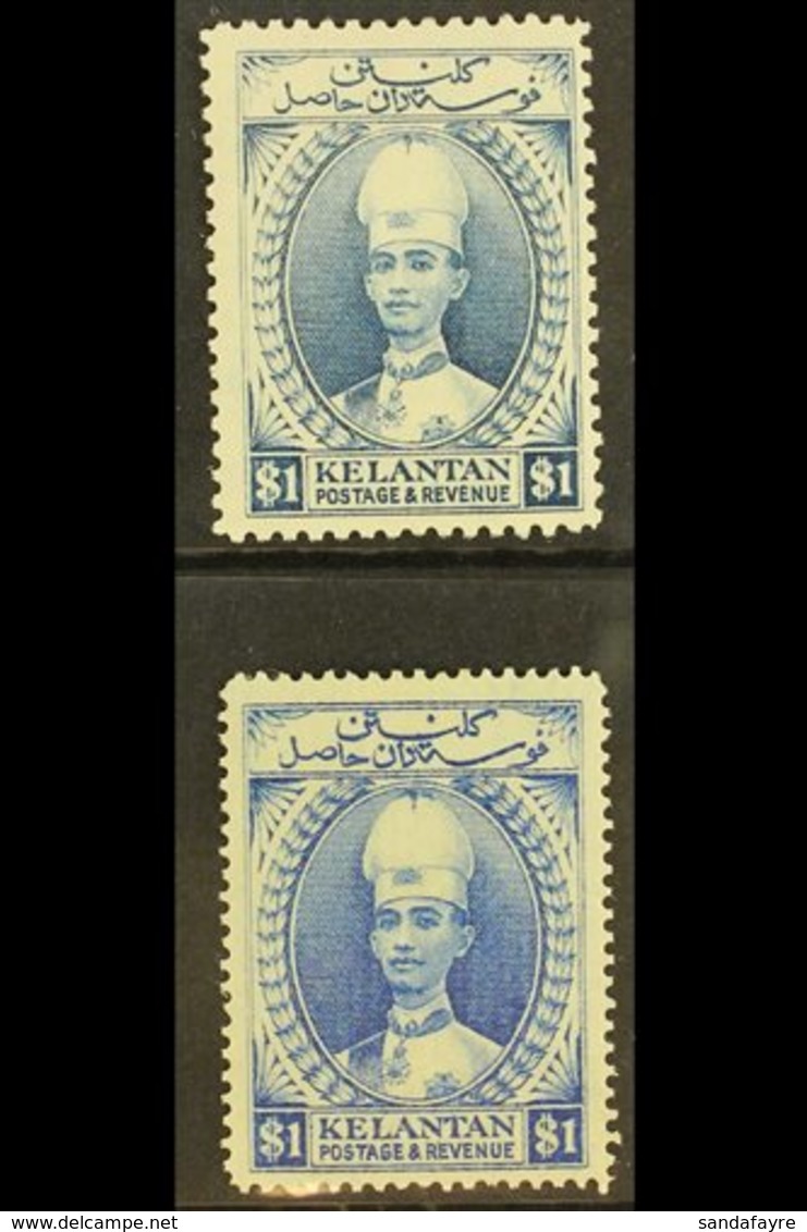 KELANTAN 1928-35 $1 Blue Set With Perf 12 & Perf 14, SG 39/39a, Fine Mint (2 Stamps) For More Images, Please Visit Http: - Otros & Sin Clasificación