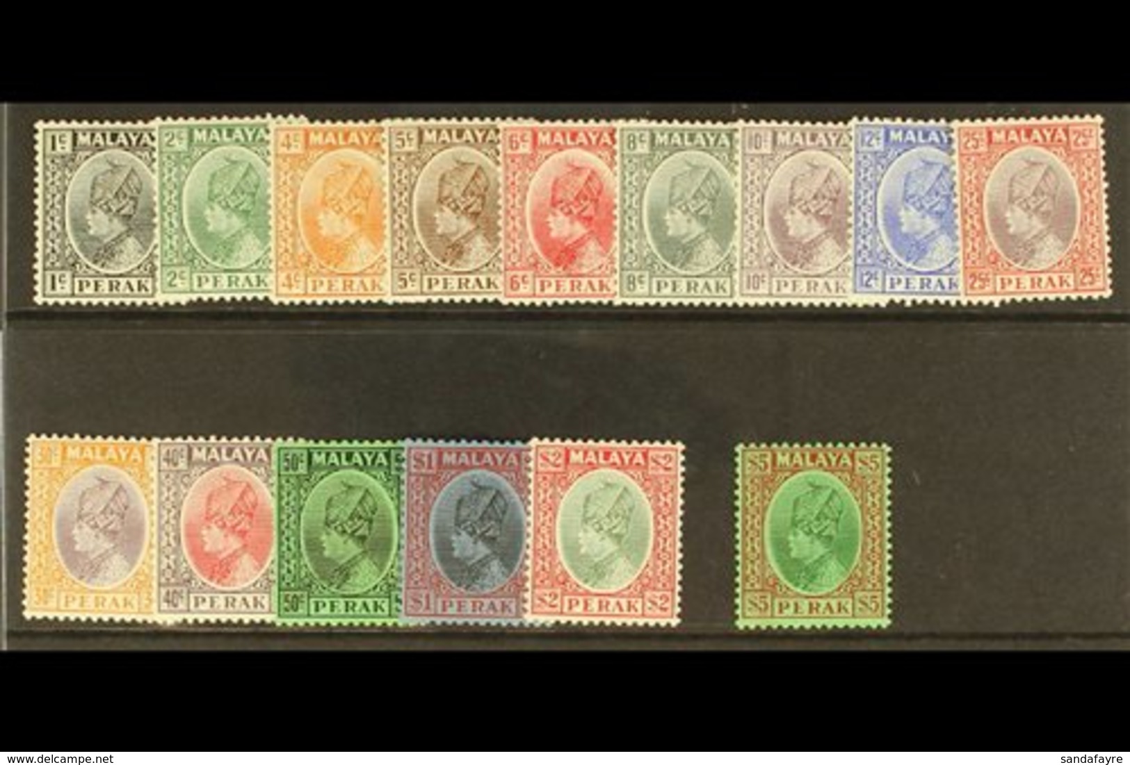 PERAK 1935-37 Complete Sultan Set, SG 88/102, Fine Mint. (15 Stamps) For More Images, Please Visit Http://www.sandafayre - Otros & Sin Clasificación