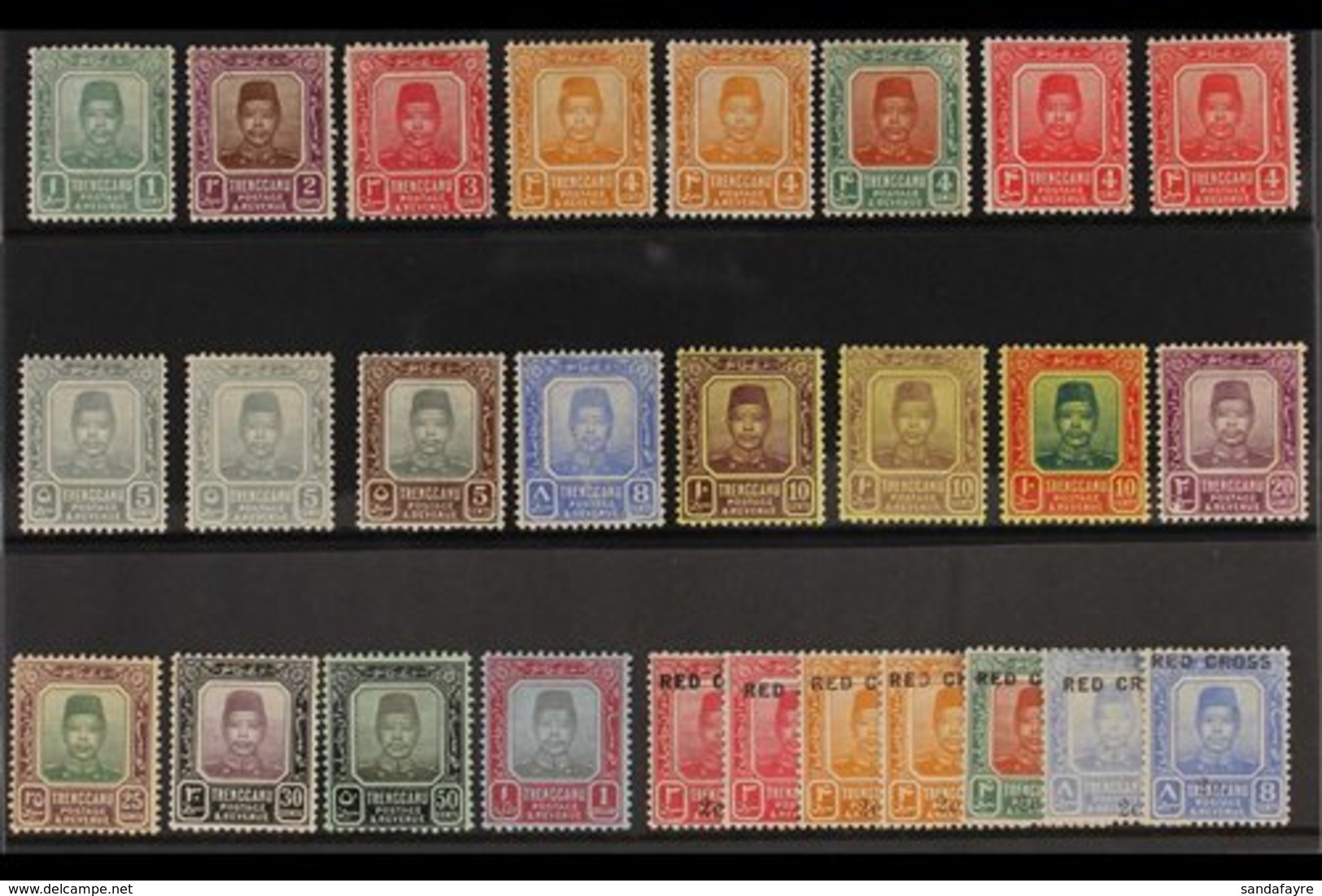 TRENGGANU 1910-18 SULTAN MINT SELECTION Presented On A Stock Card With 1910-19 Set With Some Shades To $1, 1917-19 Red C - Otros & Sin Clasificación