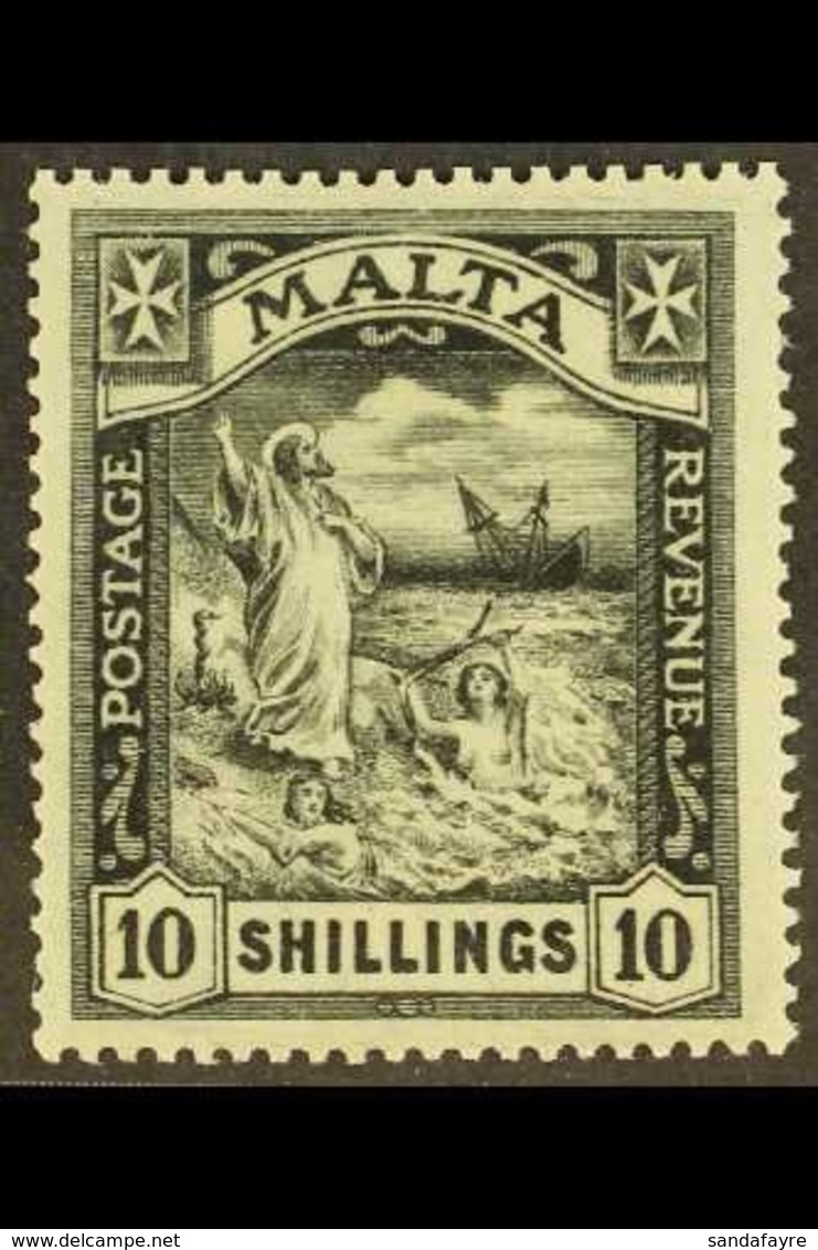 1921 10s Black, St Paul, Wmk Script, SG 104, Very Fine And Fresh Mint. For More Images, Please Visit Http://www.sandafay - Malta (...-1964)