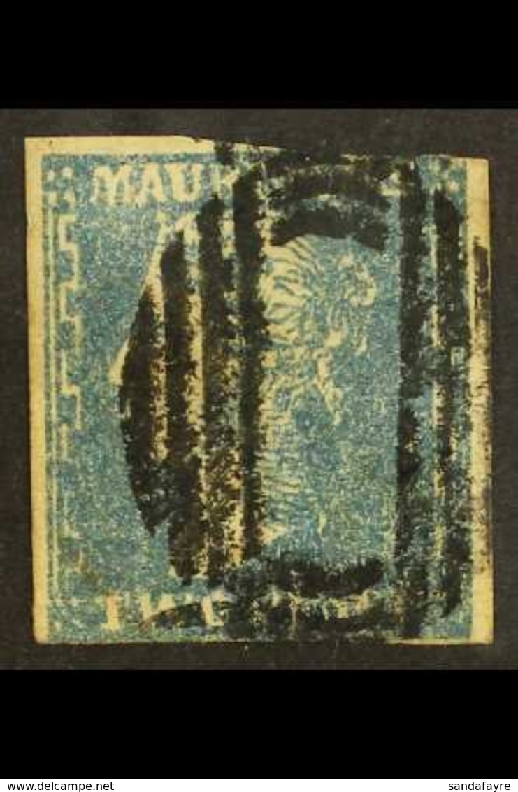 1859 2d Blue "DARDENNE", SG 43a, Used With Two Plus Margins, Design Cut Into At Top Right, And With Repaired Tear At Foo - Mauricio (...-1967)