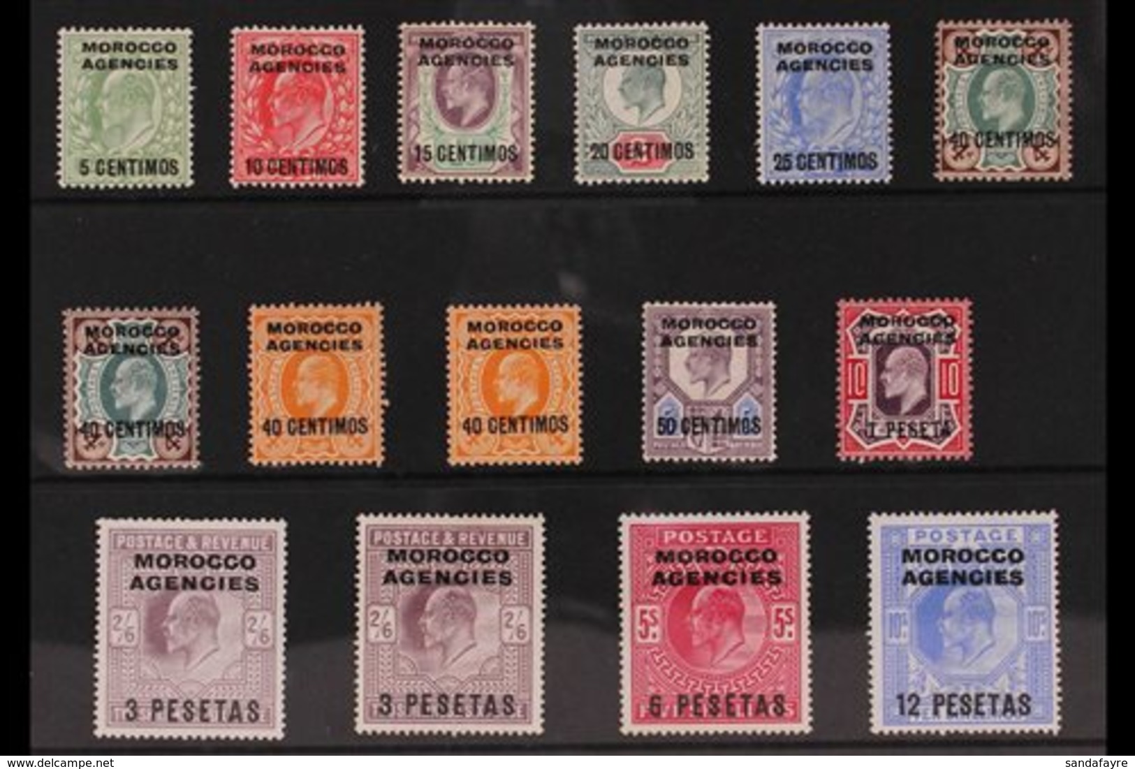 SPANISH CURRENCY 1907-12 KEVII Set, SG 112/23, Plus Some Additional Listed Shades To 3p On 2s6d, Fine Fresh Mint. (15 St - Other & Unclassified