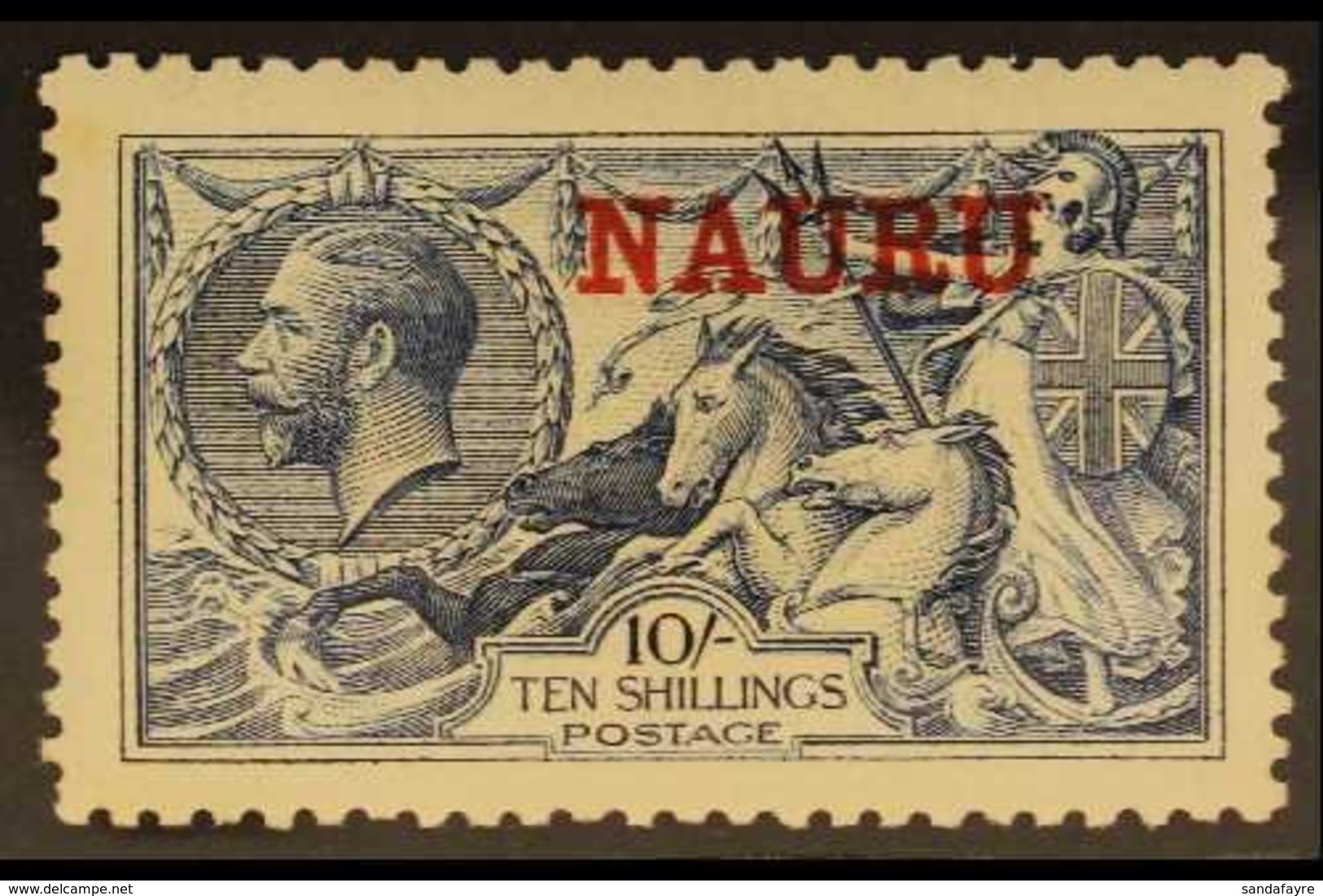 1916 - 23 10s Pale Blue Seahorse, DLR Printing, Ovptd In Red, SG 23, Very Fine Well Centered Mint. For More Images, Plea - Nauru