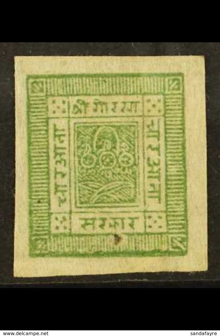 1898-9 4a Green Imperf, On Native Paper, SG 9, Very Clear Impression. For More Images, Please Visit Http://www.sandafayr - Nepal