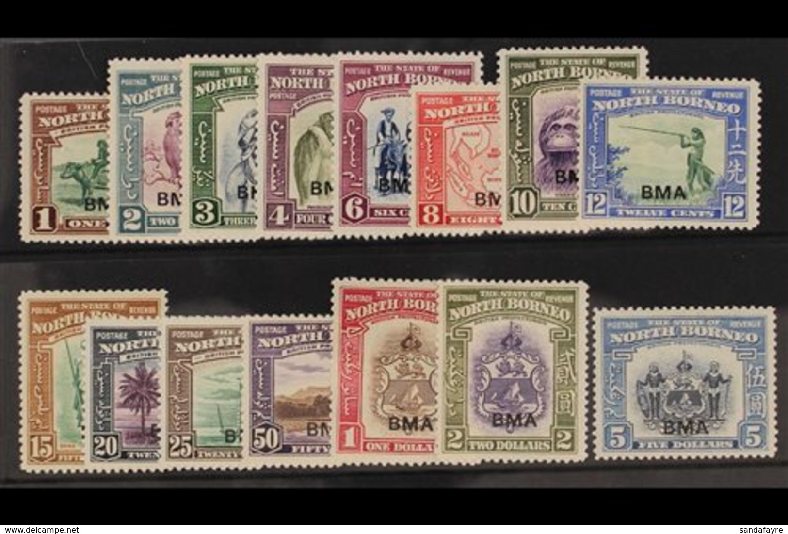 1945 Complete B.M.A. Overprinted Pictorial Set, SG 320/334, Fine Mint. (15 Stamps) For More Images, Please Visit Http:// - North Borneo (...-1963)