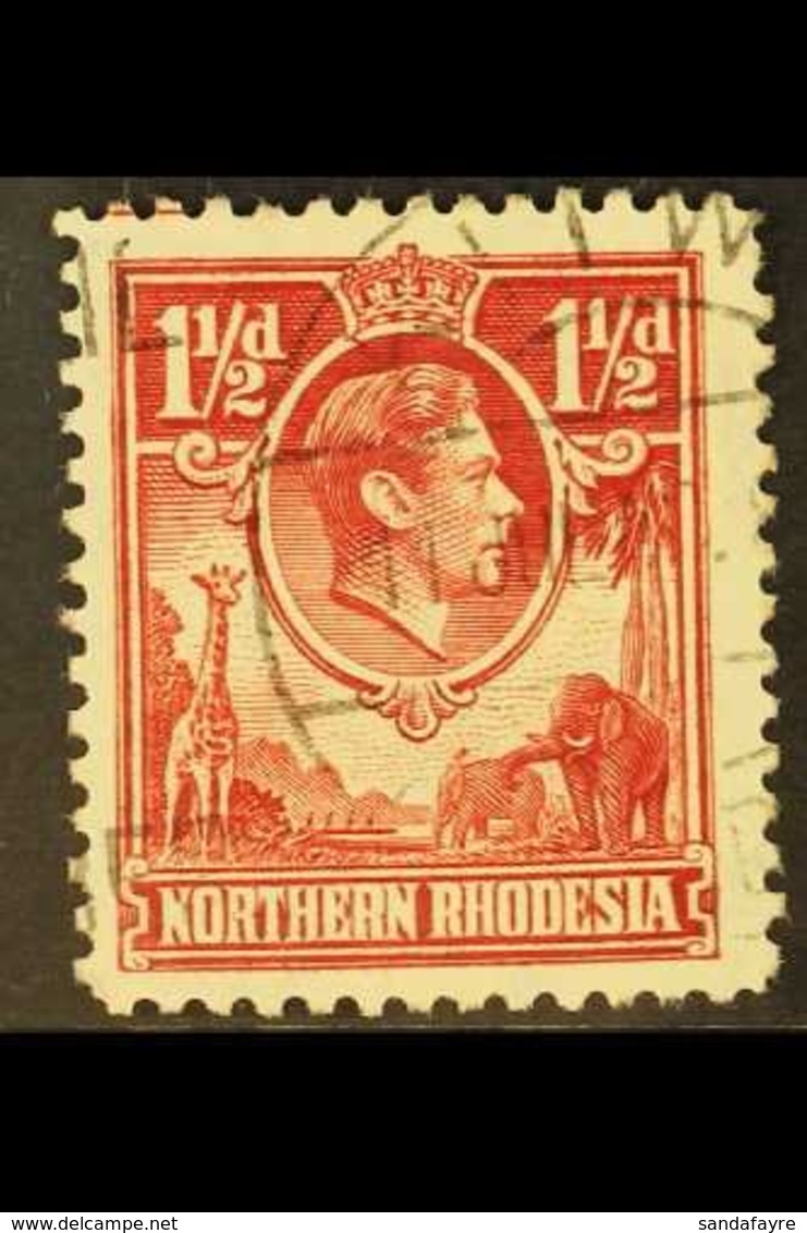 1938 KGVI Definitive 1½d Carmine-red With "Tick Bird" Flaw, SG 29b, Fine Used, The Variety Clearly Visible. For More Ima - Rodesia Del Norte (...-1963)