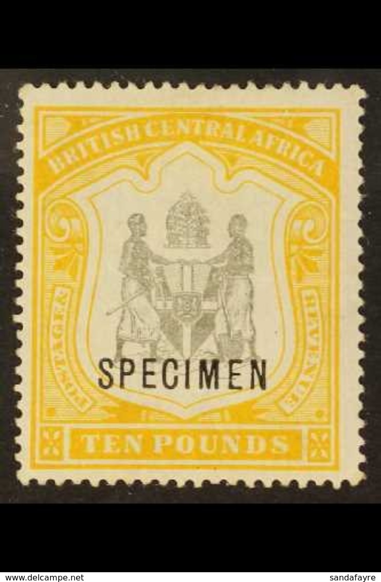 1897-00 £10 Black And Yellow Opt'd "SPECIMEN", SG 52s, Very Fine Mint. For More Images, Please Visit Http://www.sandafay - Nyassaland (1907-1953)