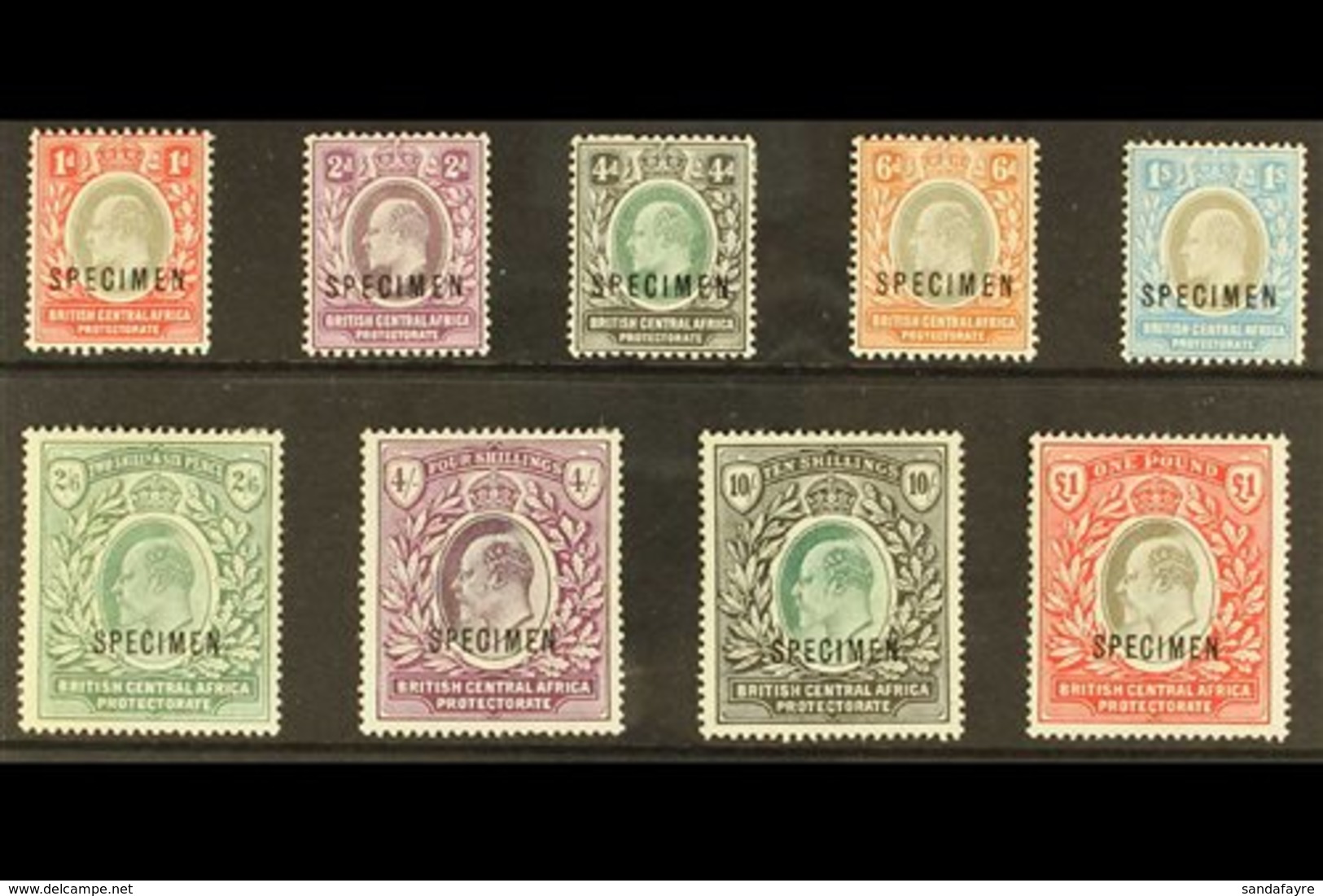 1903-04 Set Complete Opt'd "SPECIMEN", SG 59s/66s, Mint Part OG, Very Fresh & Attractive (9 Stamps) For More Images, Ple - Nyasaland (1907-1953)