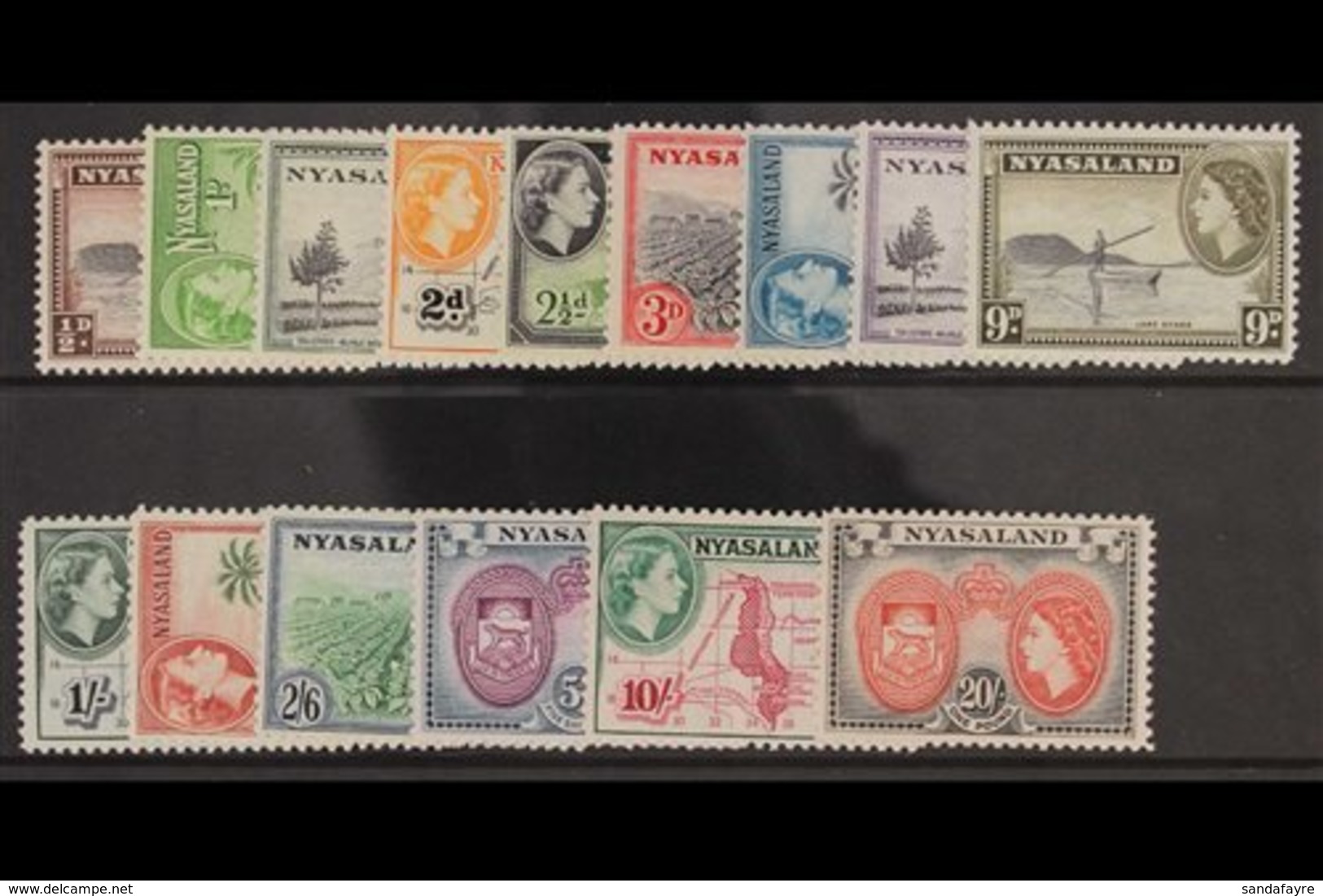 1953-54 Complete Definitive Set, SG 173/187, Fine Never Hinged Mint. (15 Stamps) For More Images, Please Visit Http://ww - Nyassaland (1907-1953)
