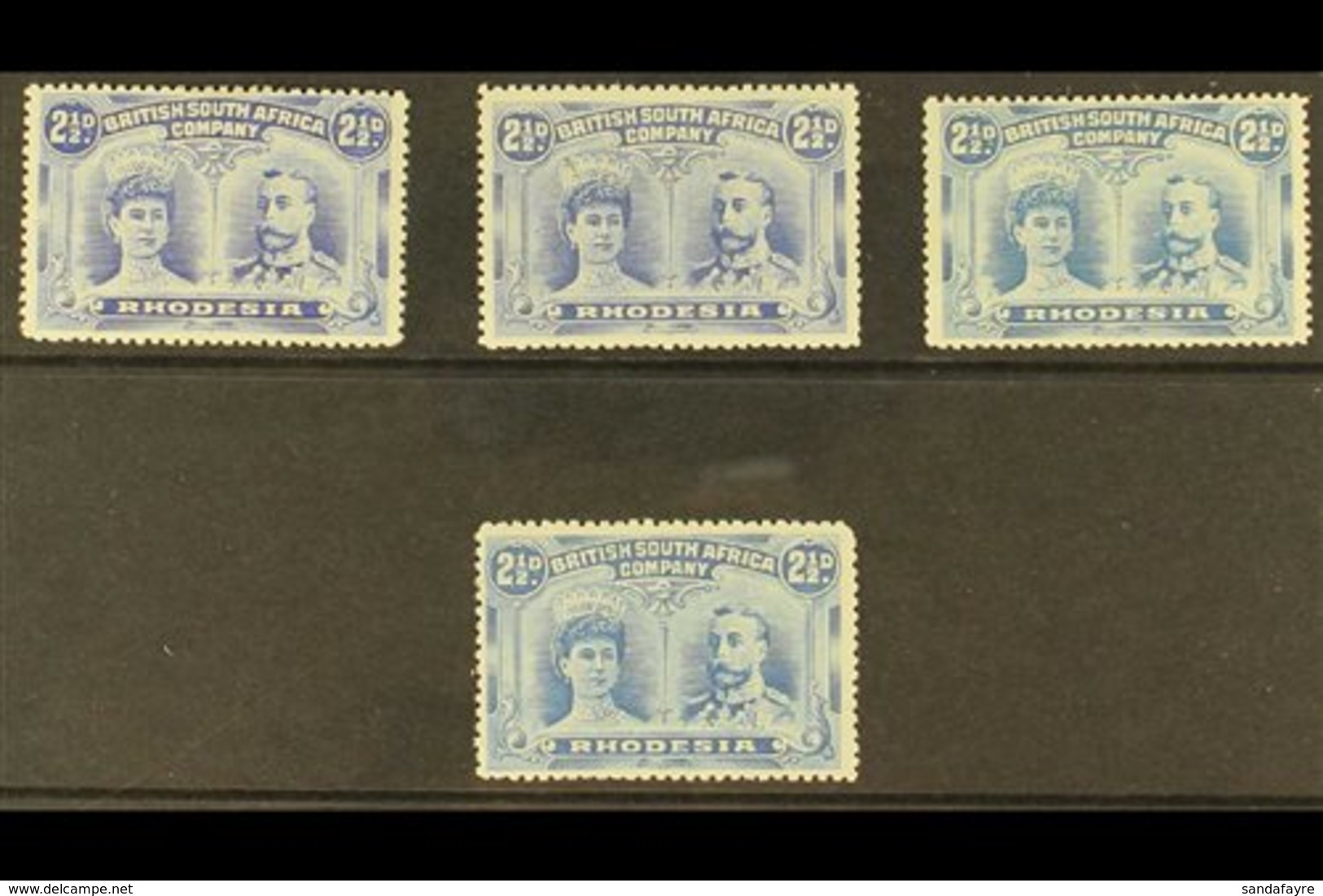 1910 2½d Ultramarine, 4 Different "Double Heads", SG 131 - 133, Fine To Very Fine Mint. (4 Stamps) For More Images, Plea - Otros & Sin Clasificación