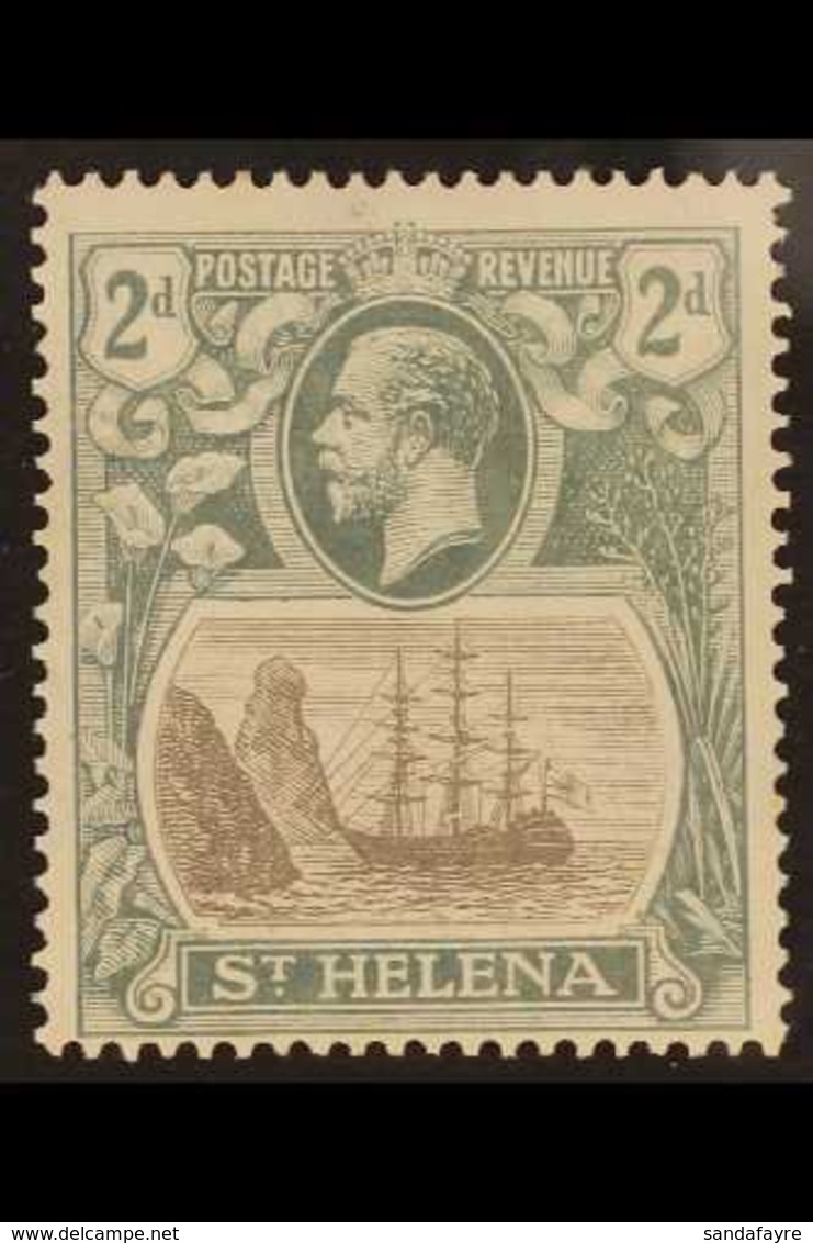 1922-37 2d Grey And Slate, Broken Mainmast Variety, SG 100a, Fine Lightly Hinged Mint. For More Images, Please Visit Htt - Isla Sta Helena