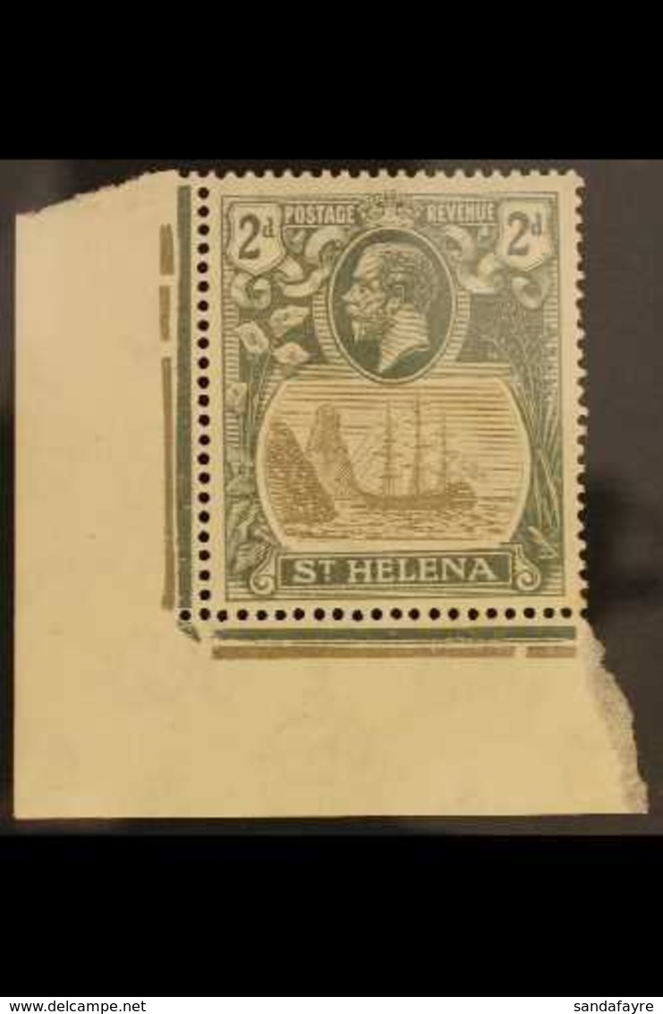 1922-37 2d Grey And Slate, Cleft Rock Variety, SG 100c, Never Hinged Mint Corner Marginal. Lovely! For More Images, Plea - Isla Sta Helena