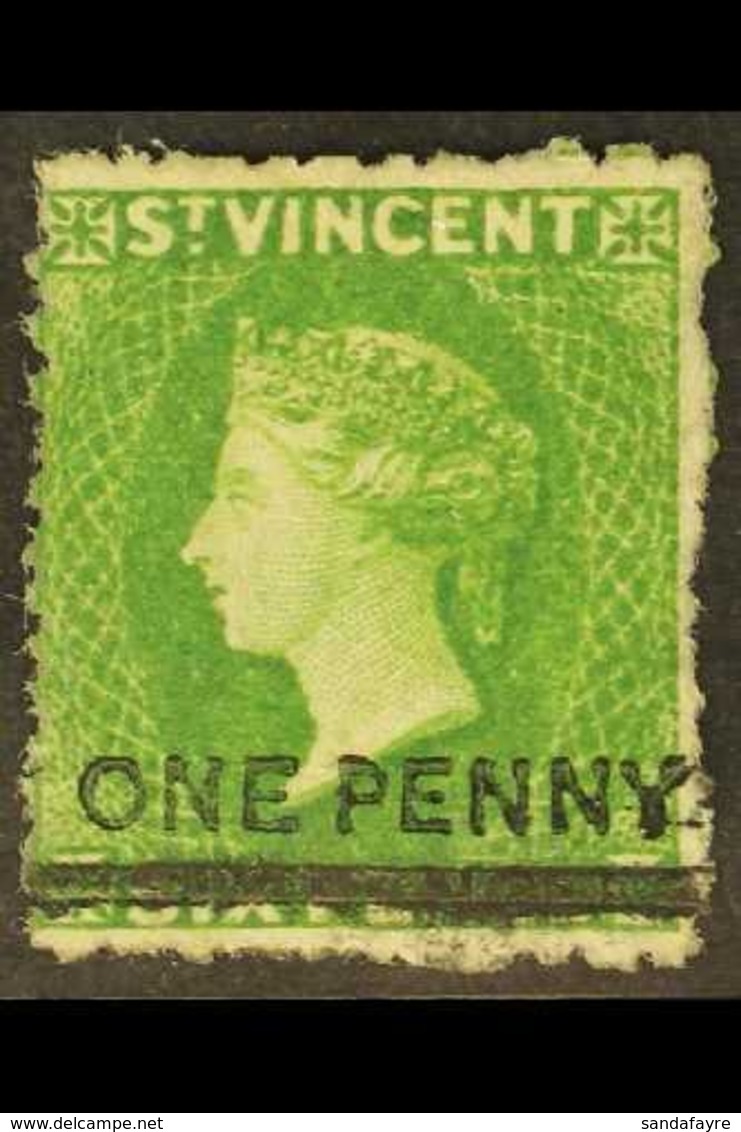 1881 1d On 6d Bright Green Surcharge, SG 34, Mint Small Part Gum, Fresh, Cat £475. For More Images, Please Visit Http:// - St.Vincent (...-1979)