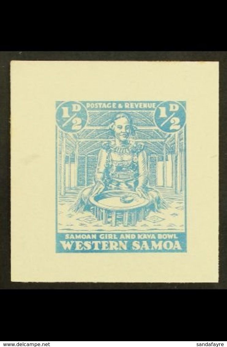 1935 PICTORIAL DEFINITIVE ESSAY Collins Essay For The ½d Value In Pale Blue On Thick White Paper, The "Samoan Girl And K - Samoa