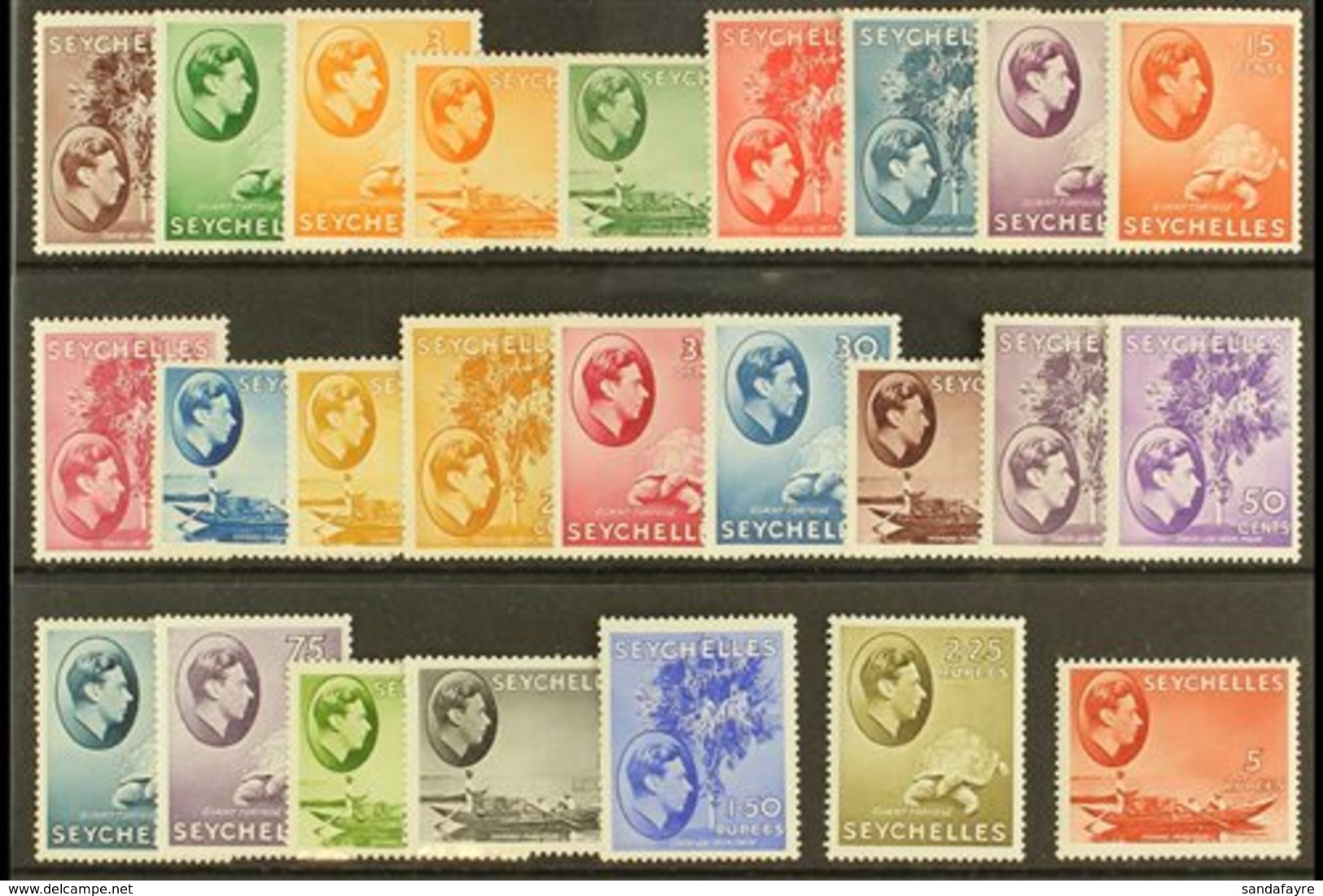 1938-49 Pictorial Definitives Set Complete, SG 135/49, Never Hinged Mint, The 12c, 25c, 30c Carmine Values Lightly Hinge - Seychellen (...-1976)