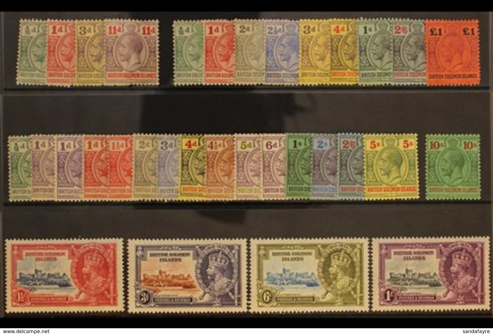 1913-36 MINT KGV COLLECTION Neatly Presented On A Stock Card & Includes The 1913 "Postage-Postage" Set, 1914-23 "Postage - Iles Salomon (...-1978)