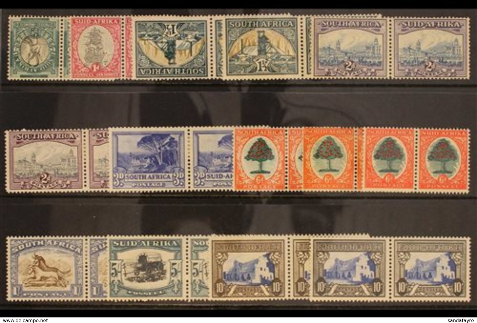 1933-48 Complete Definitive Set Plus 1½d Wmk Upright, 6d Types I, II & III, Both 10s Shades, SG 54/64ca, Fine Mint Horiz - Unclassified