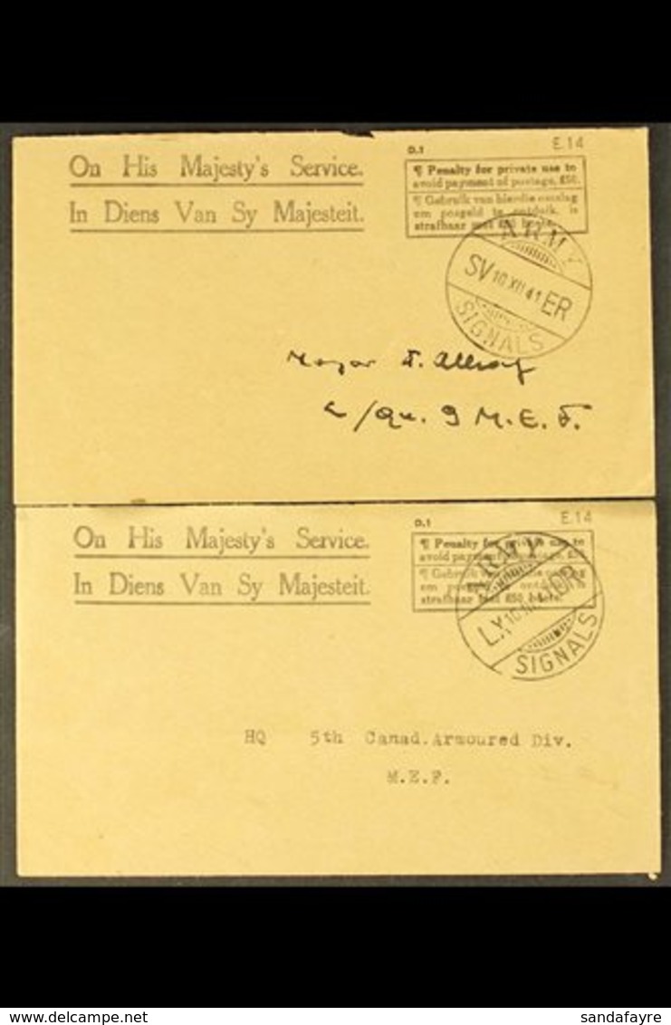 ARMY SIGNALS 1941 & 1943 Bilingual O.H.M.S. Covers, Both Addressed To Middle East Forces, Each With A Superb "ARMY SIGNA - Unclassified