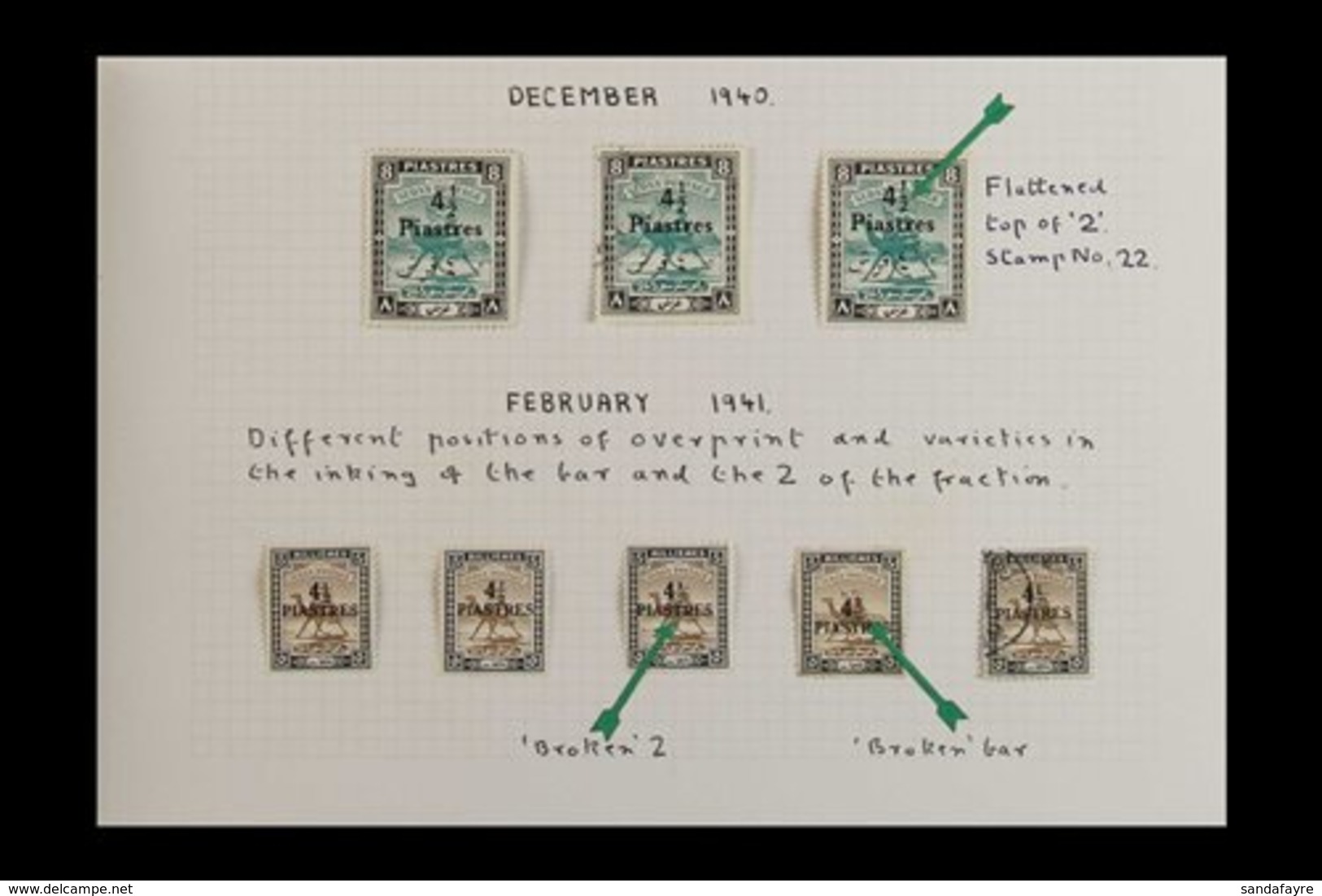 1940-1 4½ Piastres Surcharges, SG 79/80 Small Group Incl. 4½pi On 5m Four Mint Examples With Broken "2" In Fraction & Br - Sudan (...-1951)