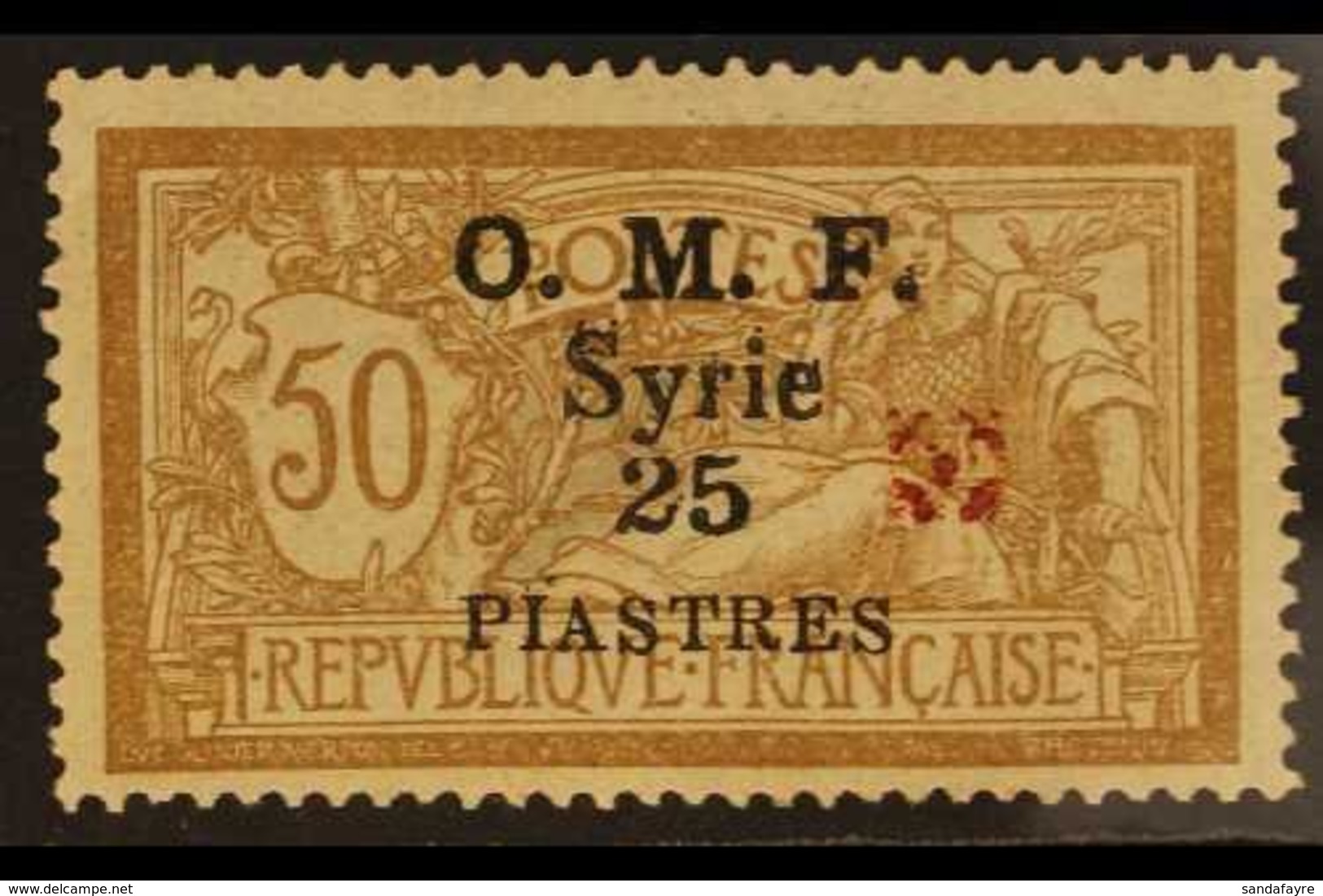 1920 25p On 50c Aleppo Vilayet Red Rosette Overprint, SG 54b, Very Fine Mint Part Og. For More Images, Please Visit Http - Syrië