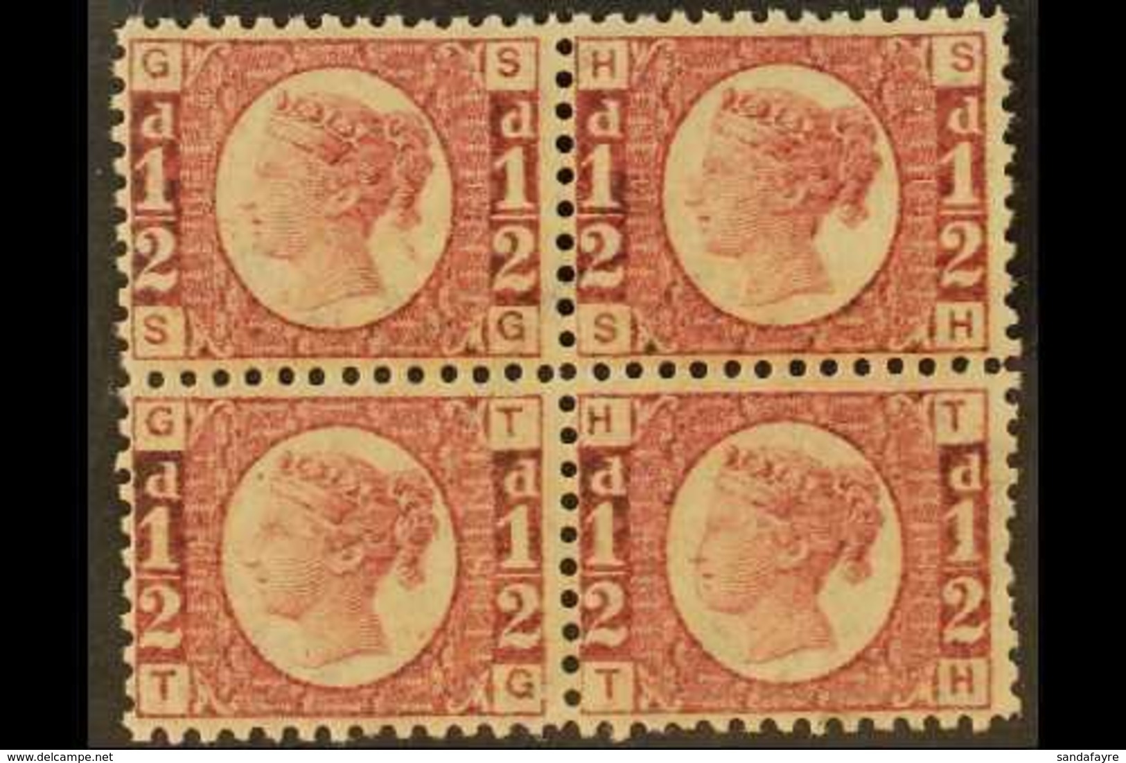 1870 ½d Rose- Red Plate 14, SG 48, Never Hinged Mint BLOCK OF FOUR. Superb With Rich Colour, Full- Perfs & Excellent Cen - Andere & Zonder Classificatie