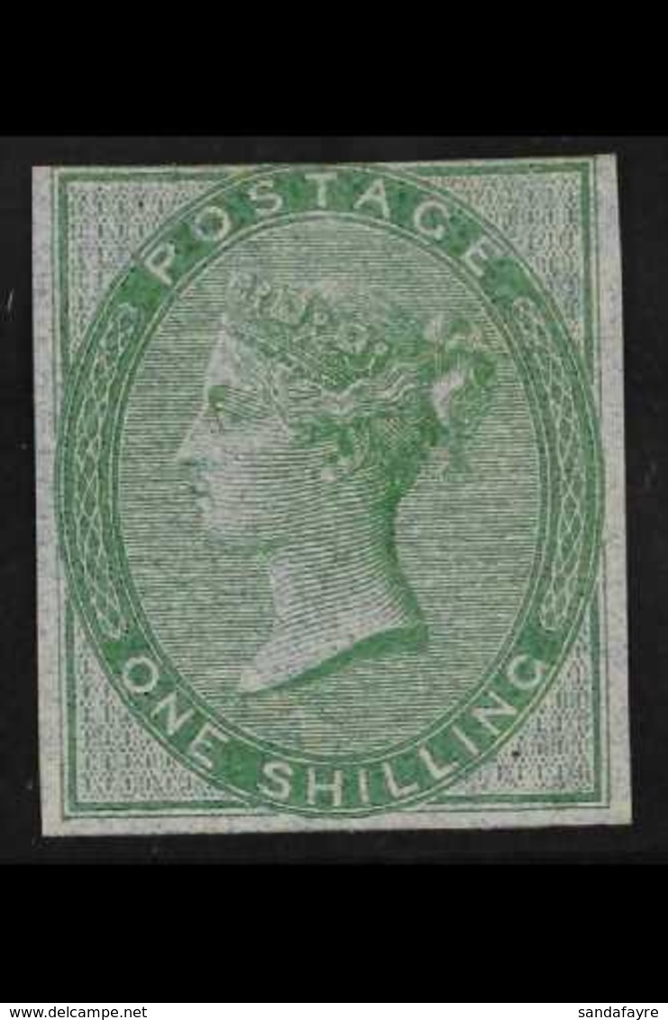 IMPRIMATUR 1856 1s Green Imprimatur On Blue Glazed Paper, Wmk Emblems, Spec J100, As SG 72, Mint With Large Margins On T - Otros & Sin Clasificación