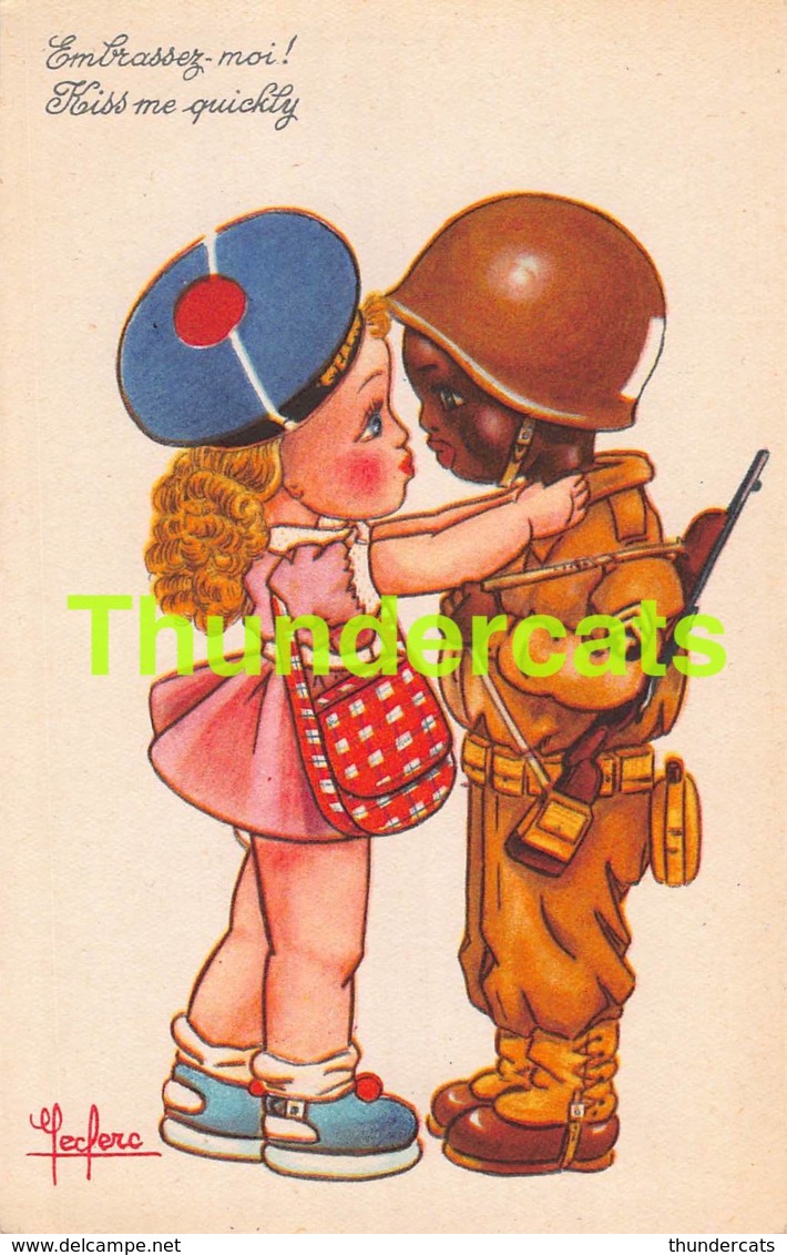 CPA ILLUSTRATEUR LECLERC ENFANT FILLE GARCON SOLDAT MILITAIR ARTIST SIGNED CHILD BOY GIRL SOLDIER LOVE AMOUR - Leclerc