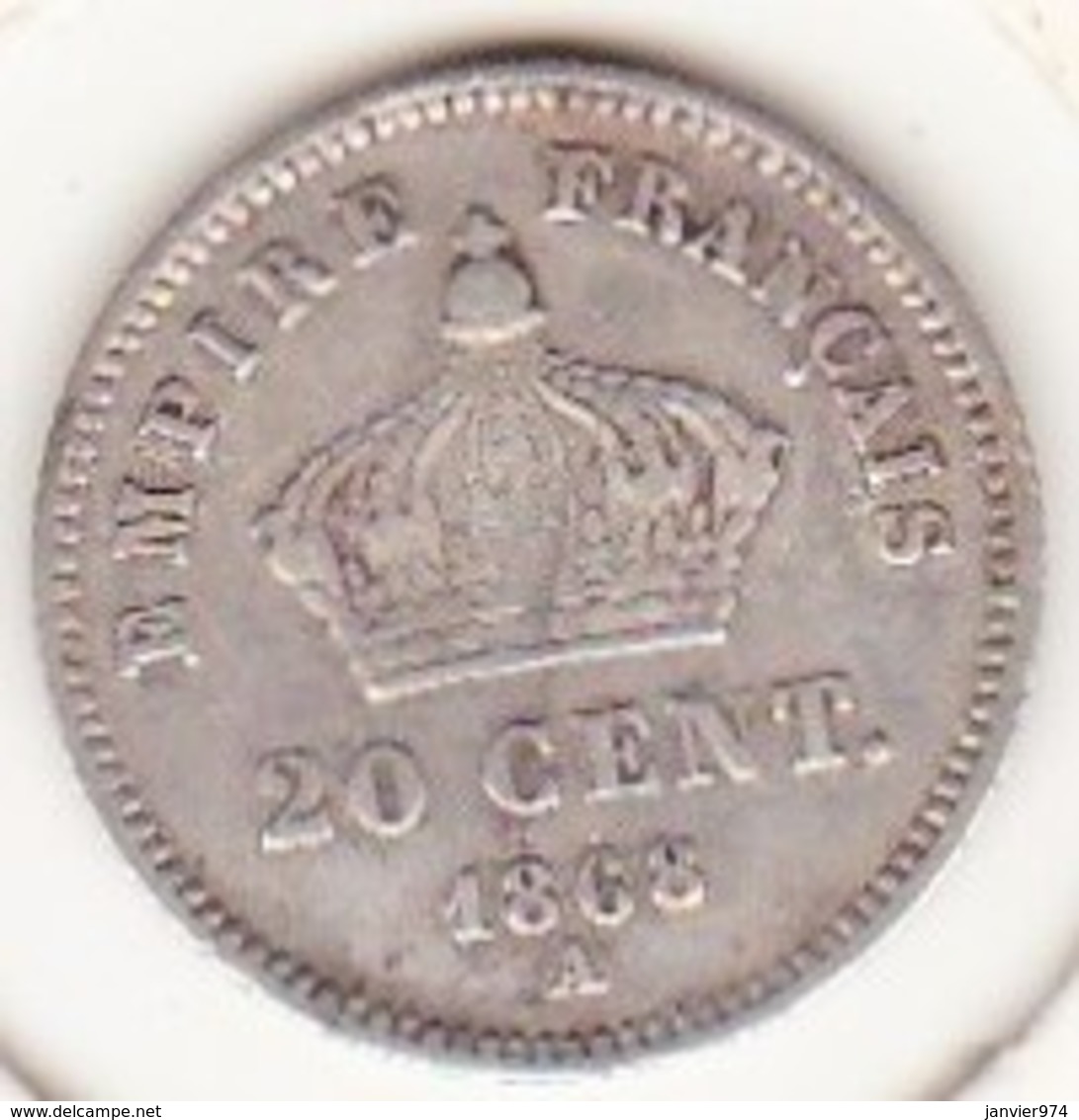 20 Centimes 1868 A Paris. Napoléon III. Argent - 20 Centimes